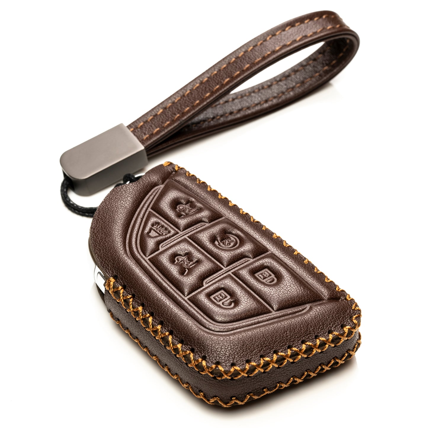 Vitodeco Leather Key Fob Case Compatible for Cadillac Escalade 2021-2025, 6-Button
