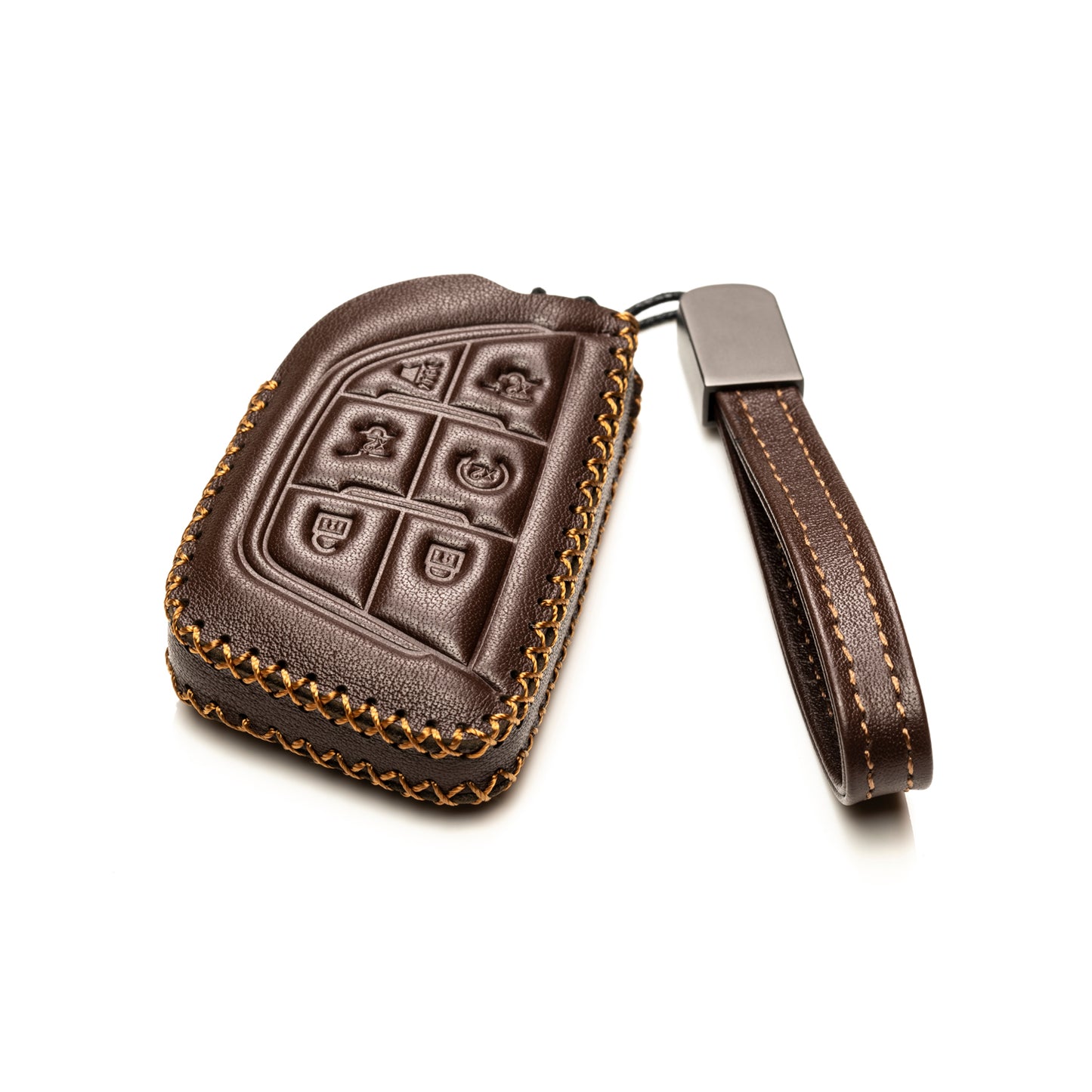Vitodeco Leather Key Fob Case Compatible for Cadillac Escalade 2021-2025, 6-Button