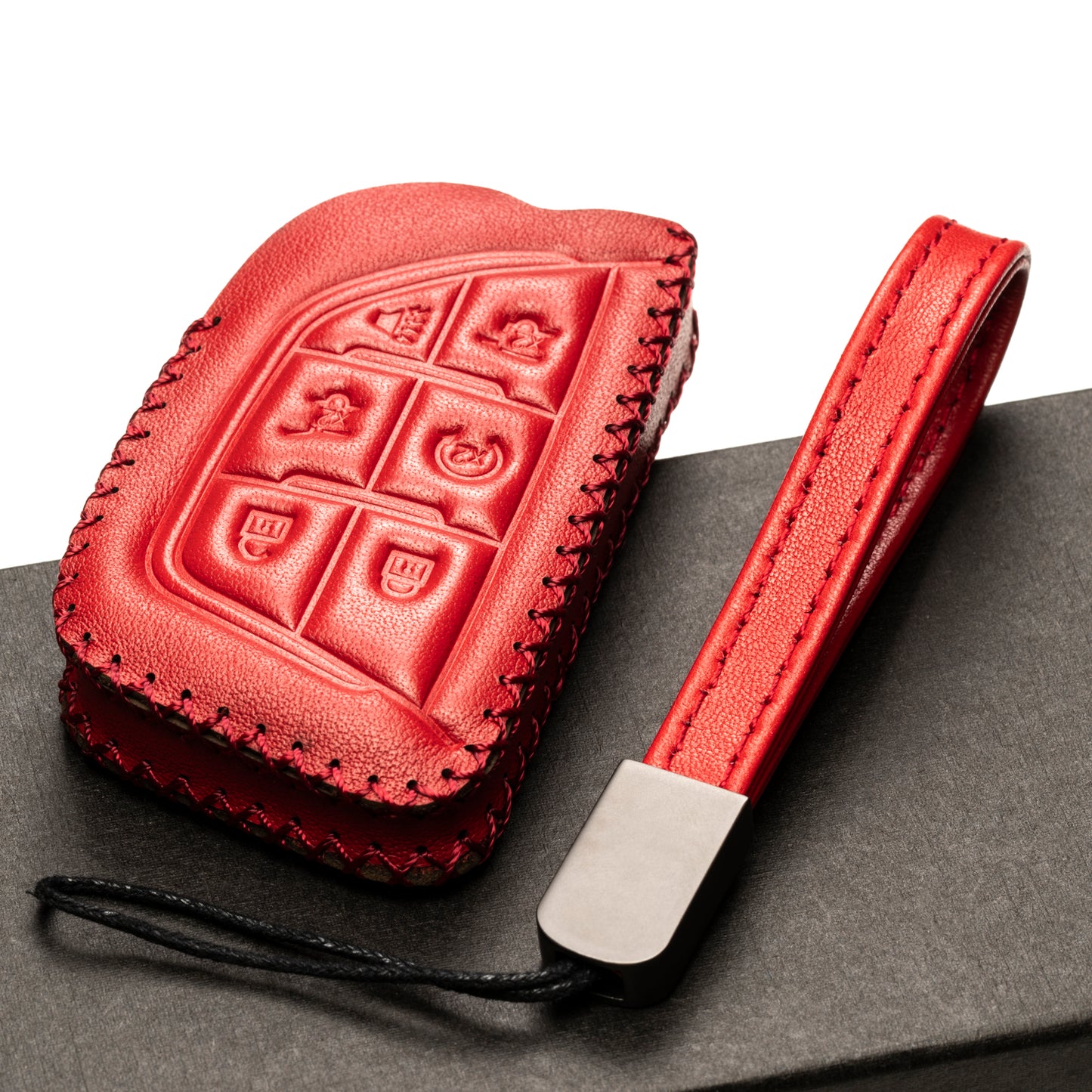 Vitodeco Leather Key Fob Case Compatible for Cadillac Escalade 2021-2025, 6-Button