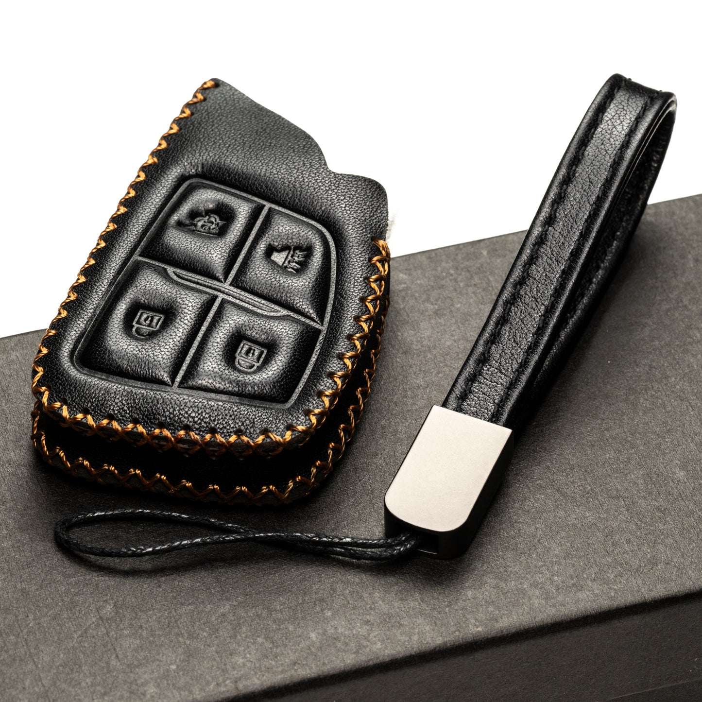 Vitodeco Leather Key Fob Case Compatible for Chevrolet Suburban 2025, Chevrolet Tahoe 2025, Chevrolet Silverado 2025, 4-Button