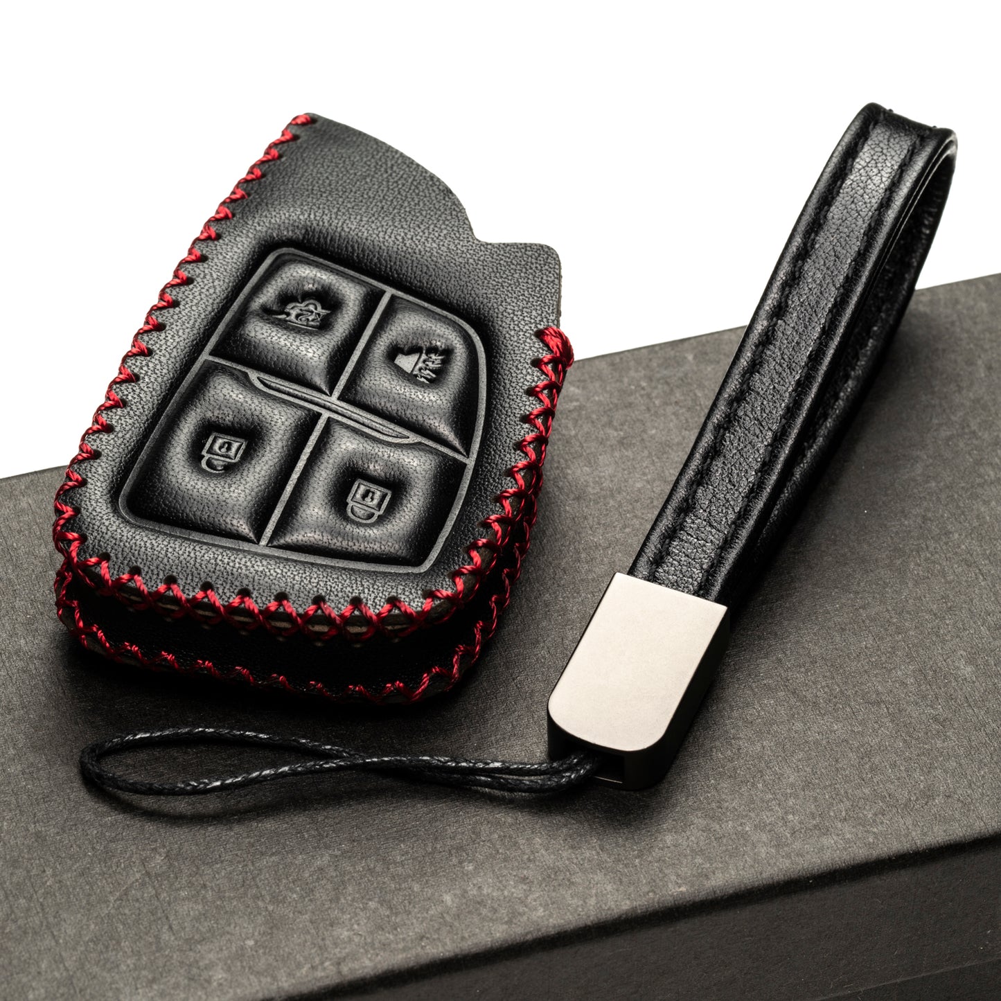 Vitodeco Leather Key Fob Case Compatible for Chevrolet Suburban 2025, Chevrolet Tahoe 2025, Chevrolet Silverado 2025, 4-Button