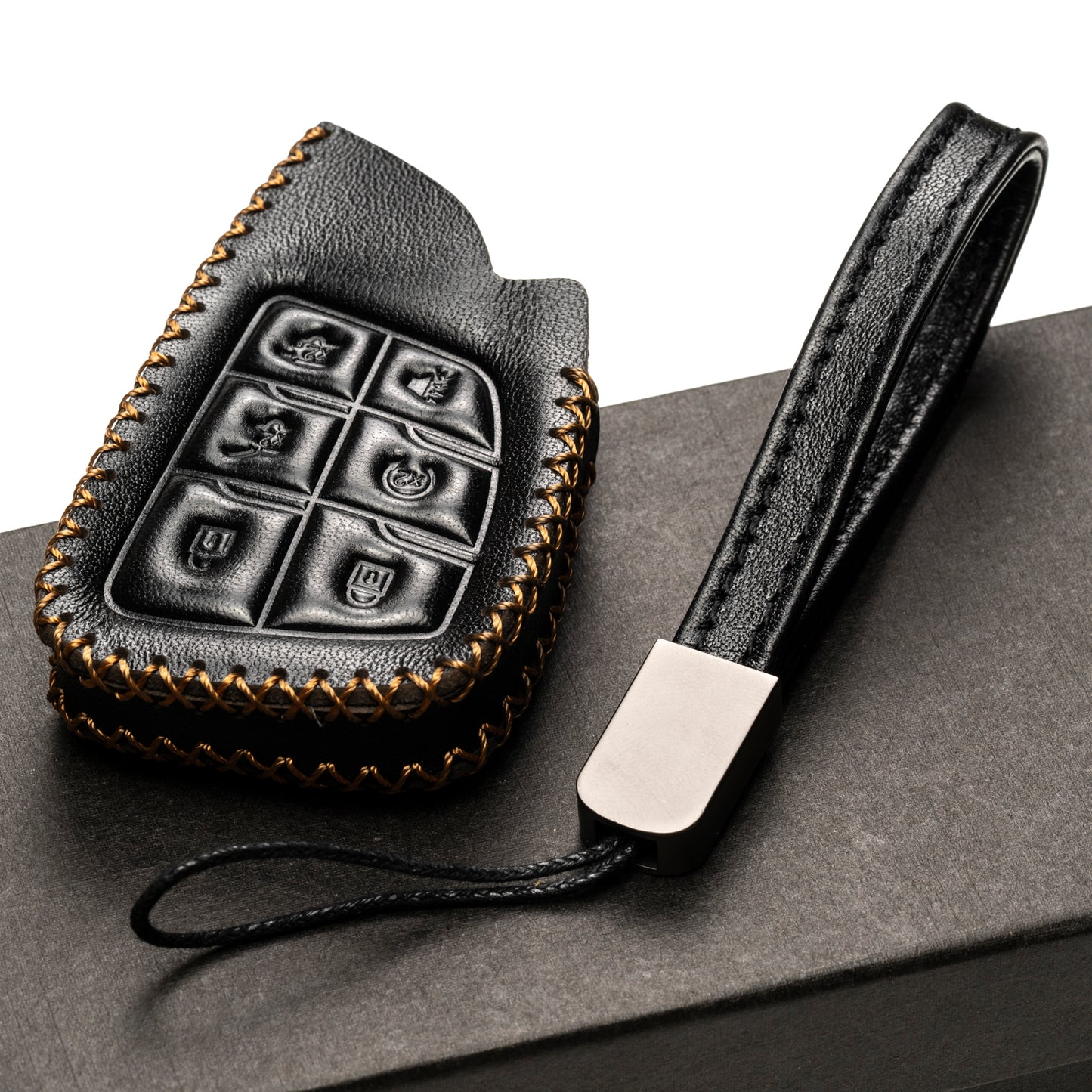 Vitodeco Leather Key Fob Case Compatible for Chevrolet Suburban 2025, Chevrolet Tahoe 2025, Chevrolet Silverado 2025, 6-Button