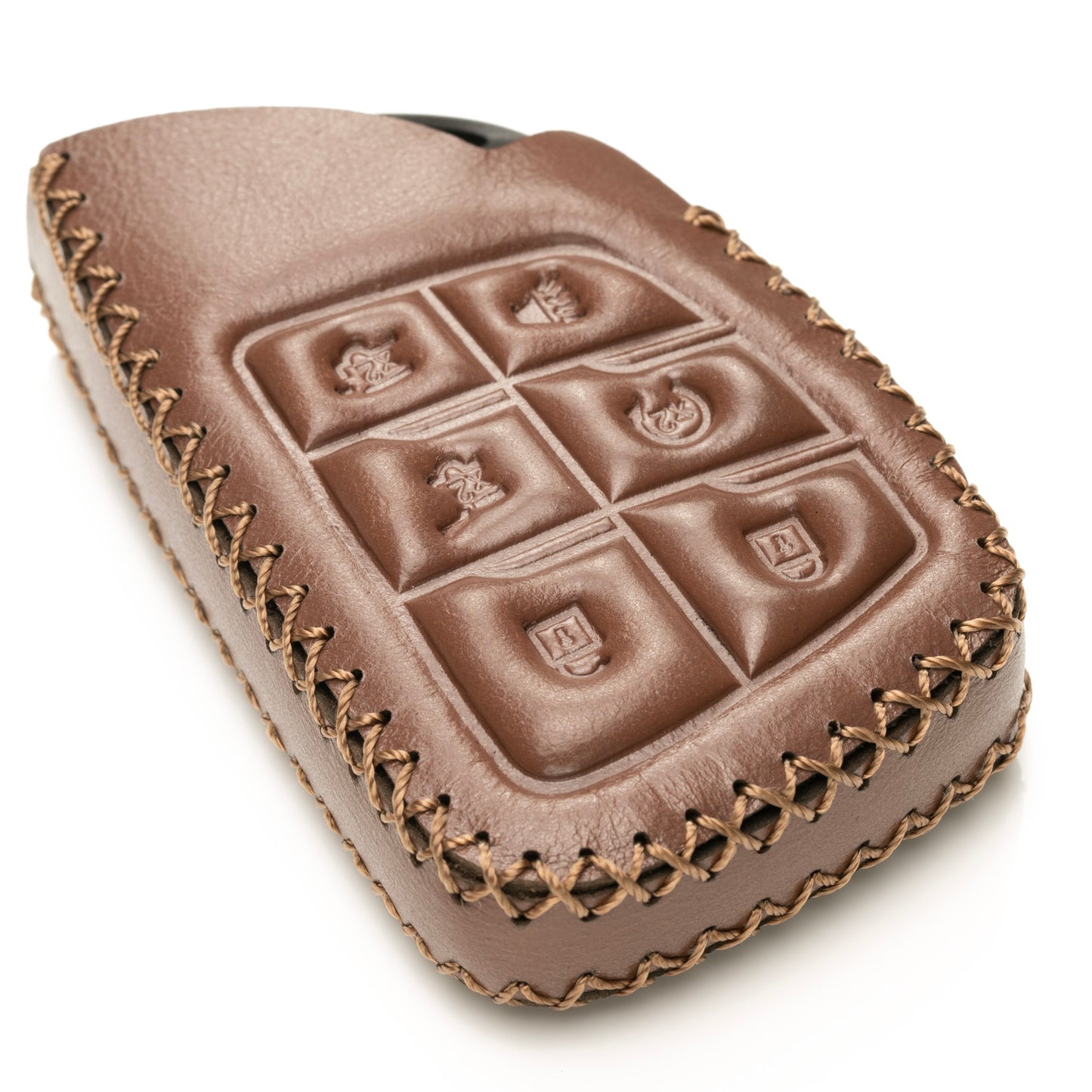 Vitodeco Superior Leather Key Fob Case Compatible for Chevrolet Suburban 2025, Chevrolet Tahoe 2025, Chevrolet Silverado 2025, 6-Button