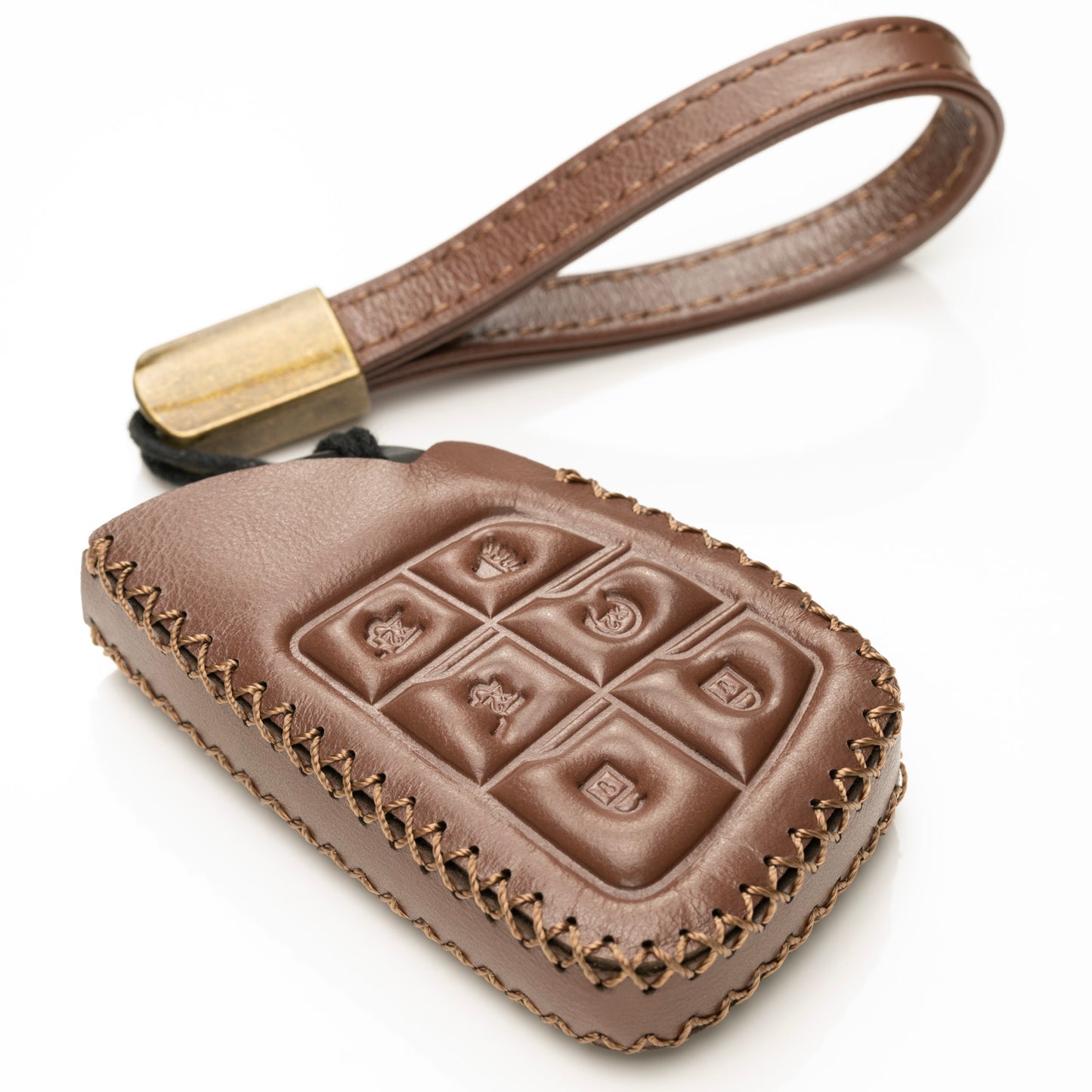 Vitodeco Superior Leather Key Fob Case Compatible for Chevrolet Suburban 2025, Chevrolet Tahoe 2025, Chevrolet Silverado 2025, 6-Button