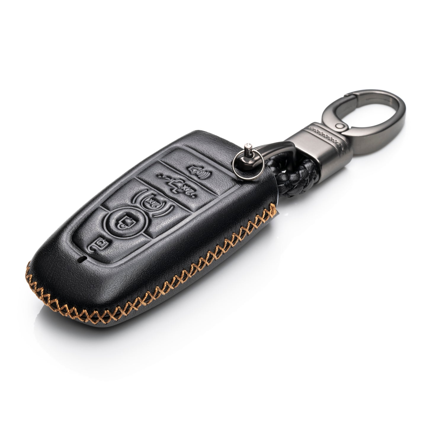 Vitodeco Leather Key Fob Case Compatible for Ford Escape 2025, Bronco 2025, Explorer 2025, Edge 2025, Expedition 2025, F-150, Mustang 2025, F150 2025, 5-Button