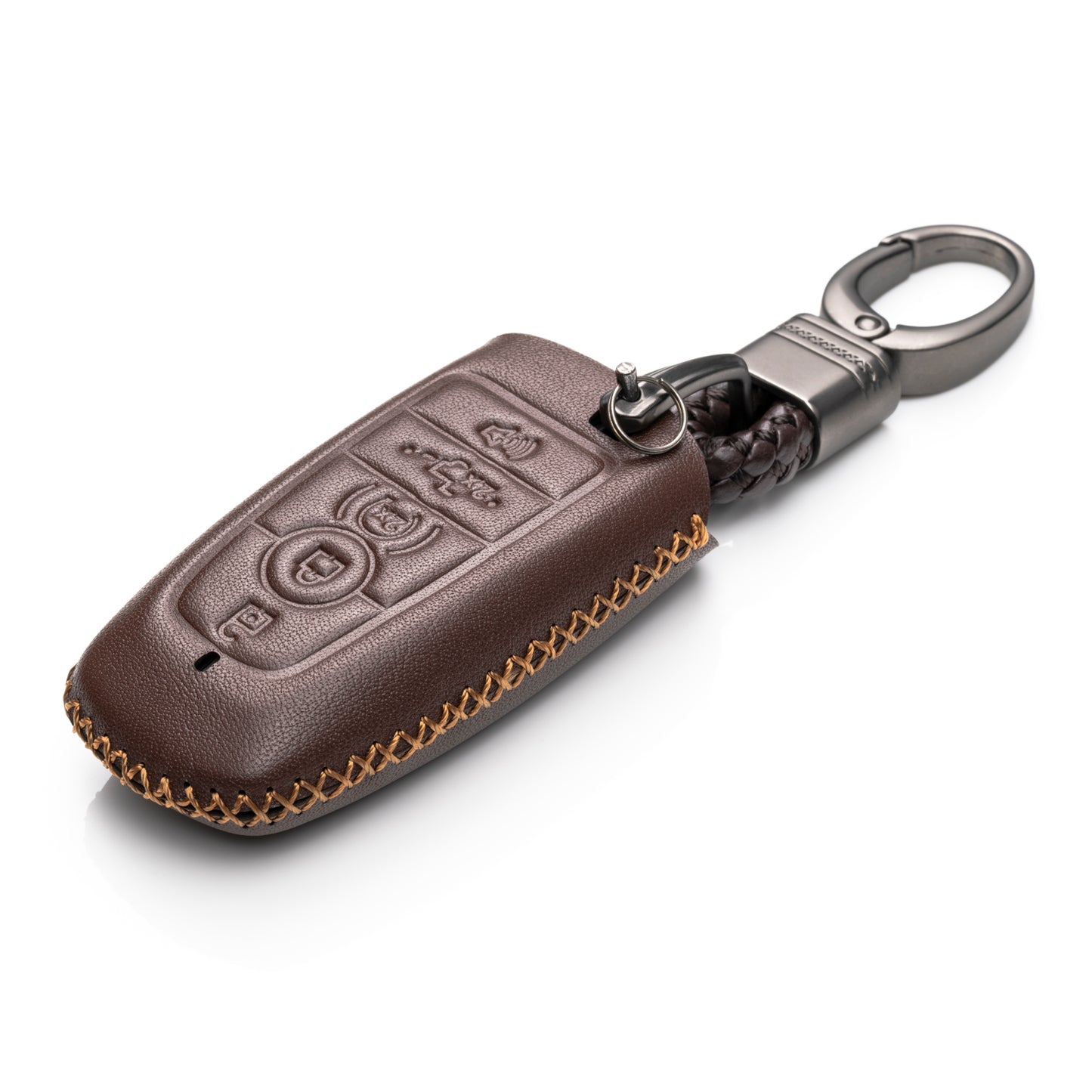 Vitodeco Leather Key Fob Case Compatible for Ford Escape 2025, Bronco 2025, Explorer 2025, Edge 2025, Expedition 2025, F-150, Mustang 2025, F150 2025, 5-Button