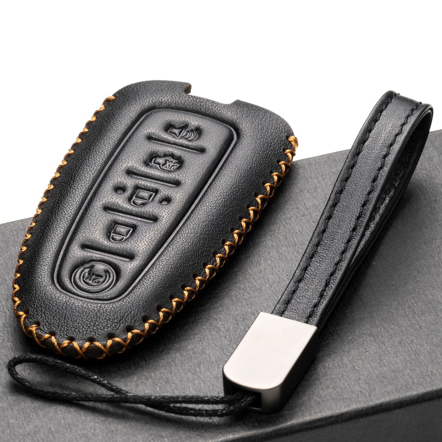 Vitodeco Genuine Leather Smart Key Fob Case Compatible for Lincoln MKT, MKS, Ford Escape, C-max, Edge, Explorer, Expedition, Focus, Flex, Taurus, 5-Button
