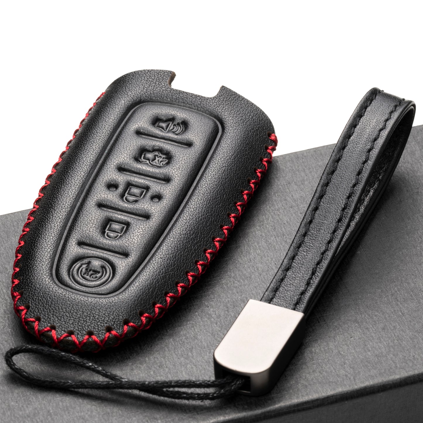 Vitodeco Genuine Leather Smart Key Fob Case Compatible for Lincoln MKT, MKS, Ford Escape, C-max, Edge, Explorer, Expedition, Focus, Flex, Taurus, 5-Button