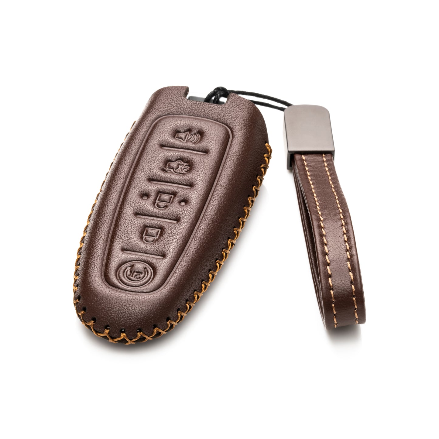 Vitodeco Genuine Leather Smart Key Fob Case Compatible for Lincoln MKT, MKS, Ford Escape, C-max, Edge, Explorer, Expedition, Focus, Flex, Taurus, 5-Button