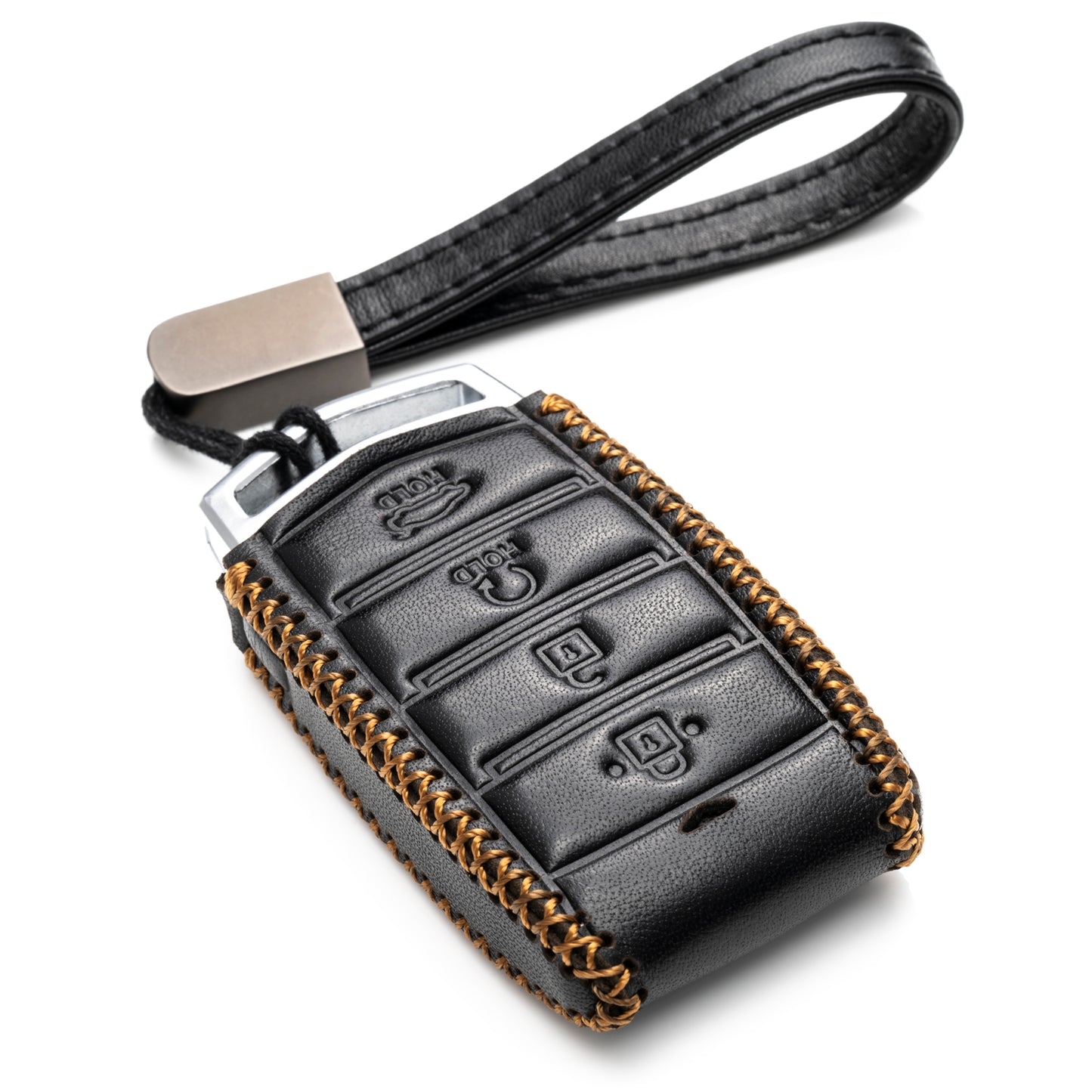 Vitodeco Leather Key Fob Case Compatible for 2017-2020 Genesis G70, G80, G90, Remote Start, 4-Button