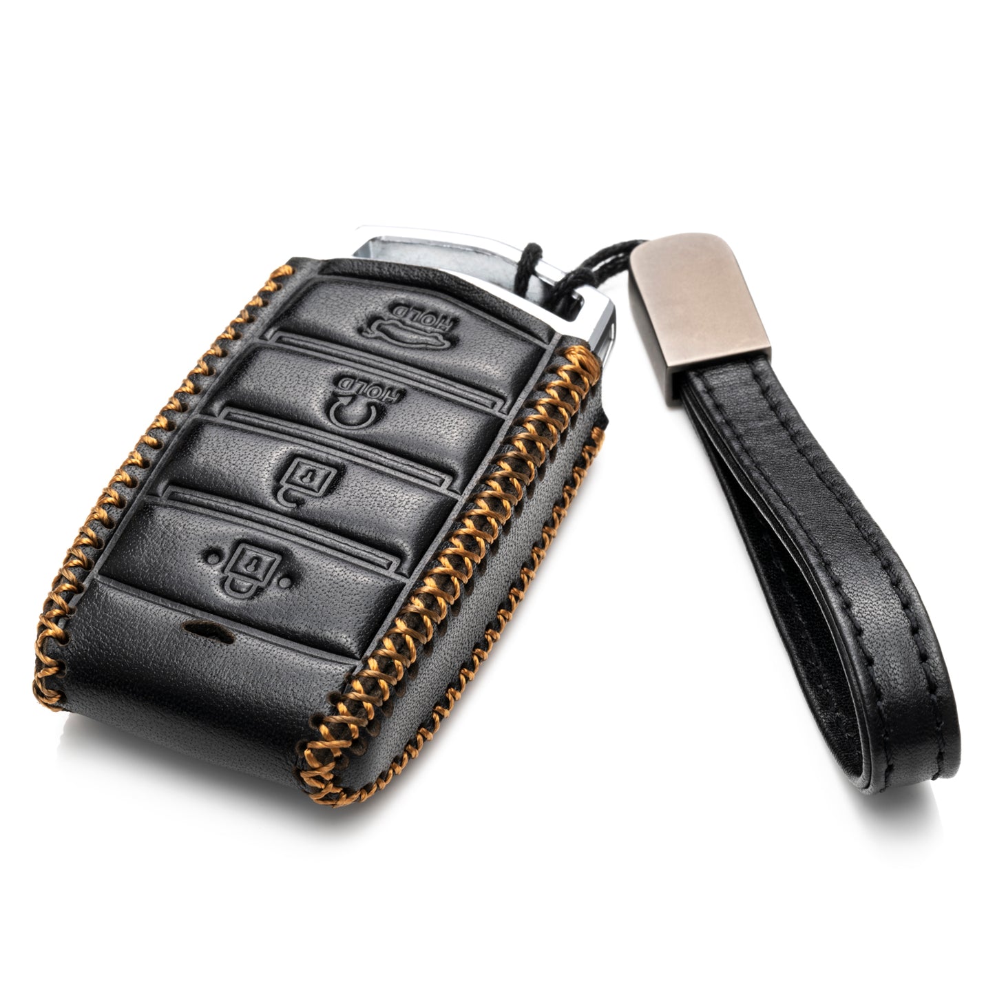 Vitodeco Leather Key Fob Case Compatible for 2017-2020 Genesis G70, G80, G90, Remote Start, 4-Button