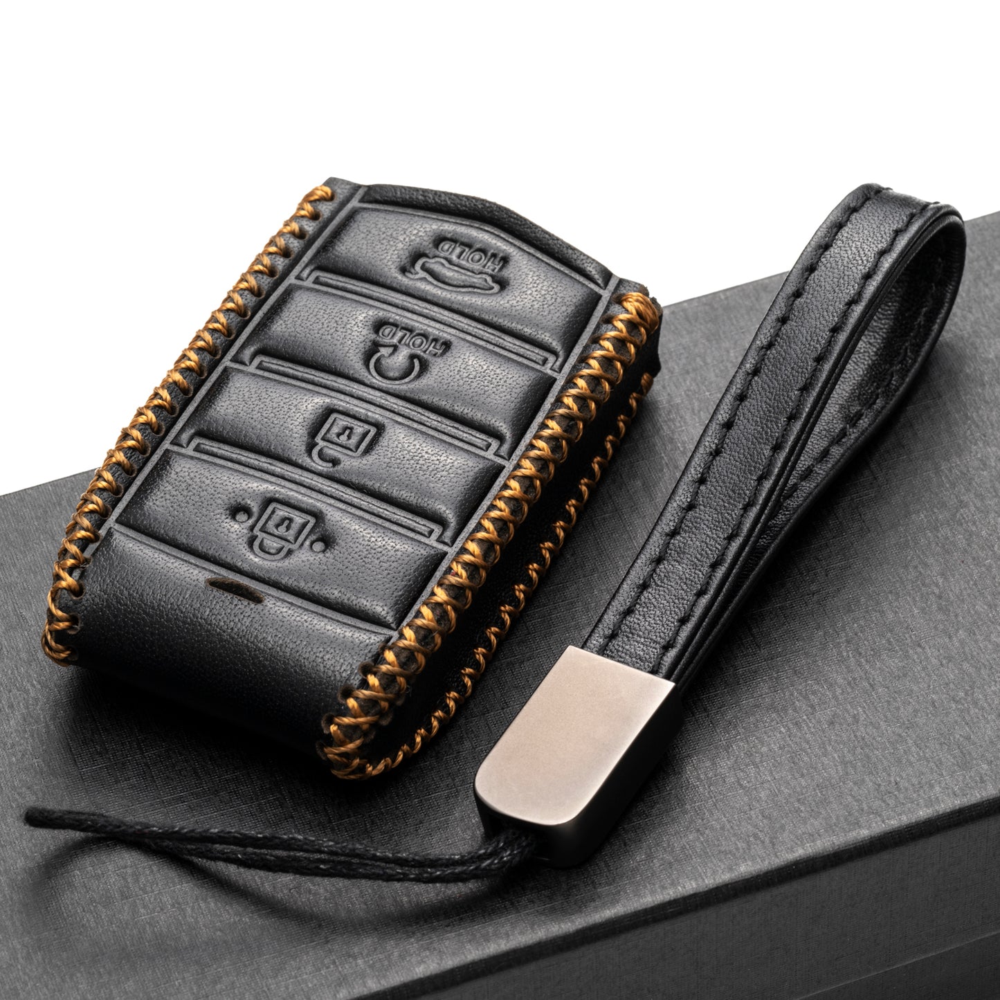 Vitodeco Leather Key Fob Case Compatible for 2017-2020 Genesis G70, G80, G90, Remote Start, 4-Button