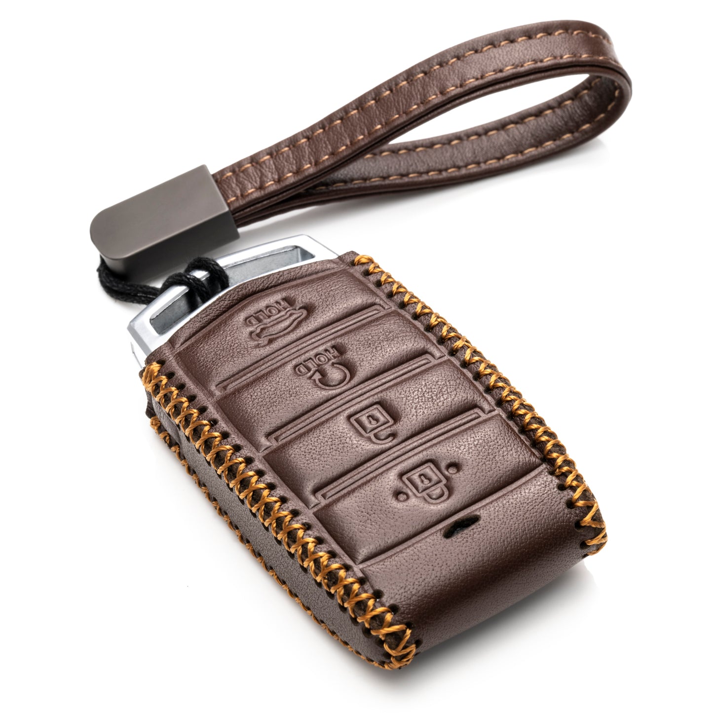 Vitodeco Leather Key Fob Case Compatible for 2017-2020 Genesis G70, G80, G90, Remote Start, 4-Button