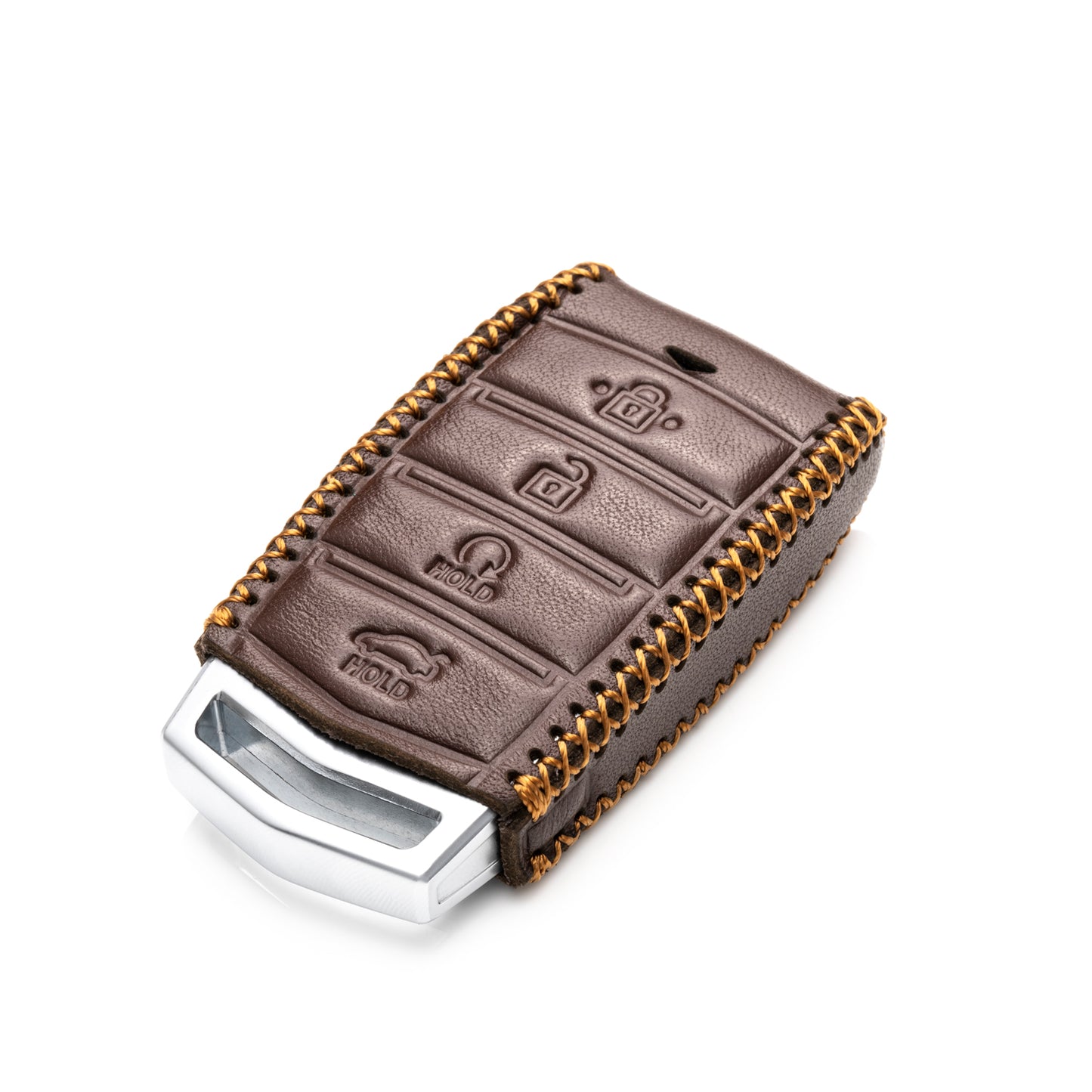 Vitodeco Leather Key Fob Case Compatible for 2017-2020 Genesis G70, G80, G90, Remote Start, 4-Button