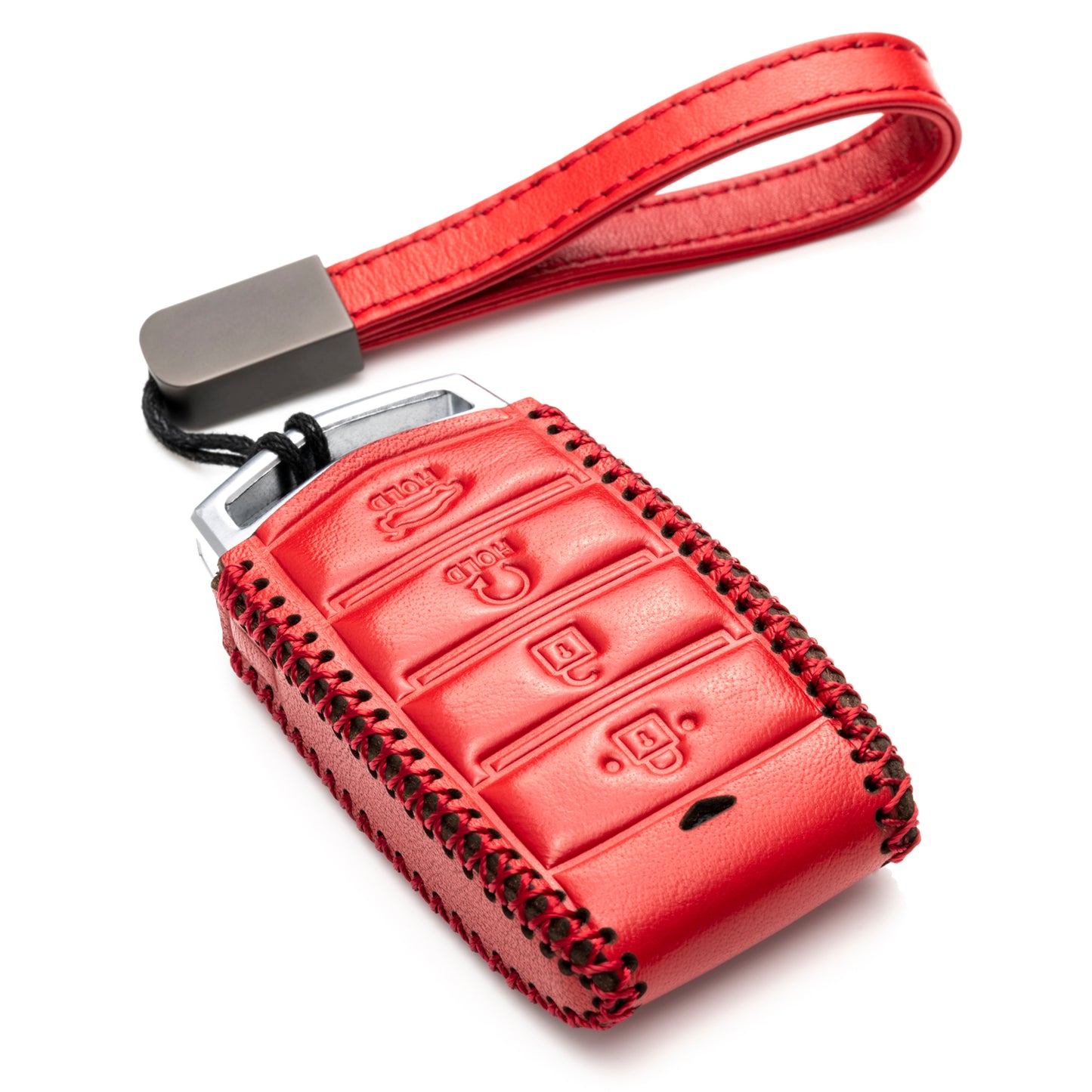 Vitodeco Leather Key Fob Case Compatible for 2017-2020 Genesis G70, G80, G90, Remote Start, 4-Button