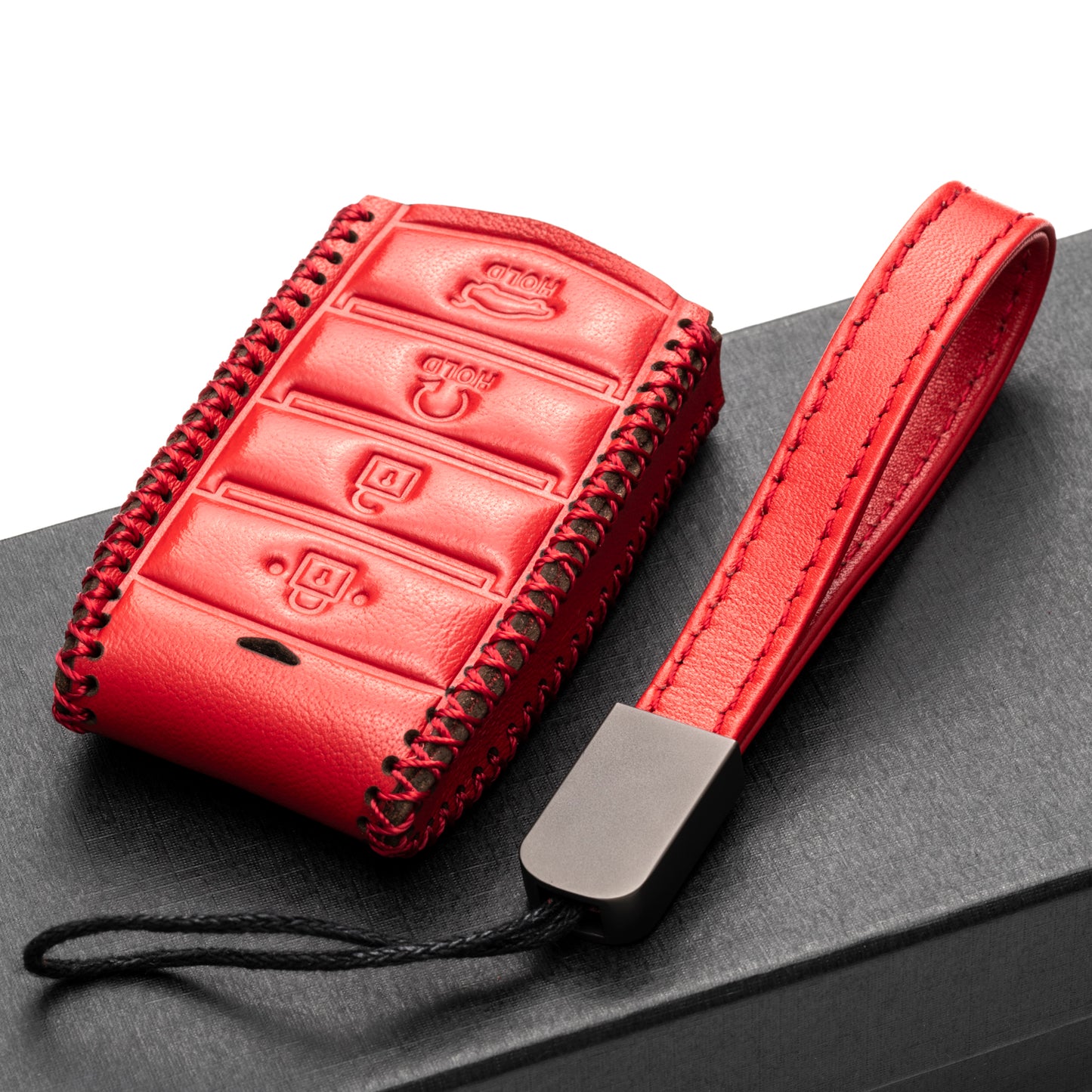 Vitodeco Leather Key Fob Case Compatible for 2017-2020 Genesis G70, G80, G90, Remote Start, 4-Button
