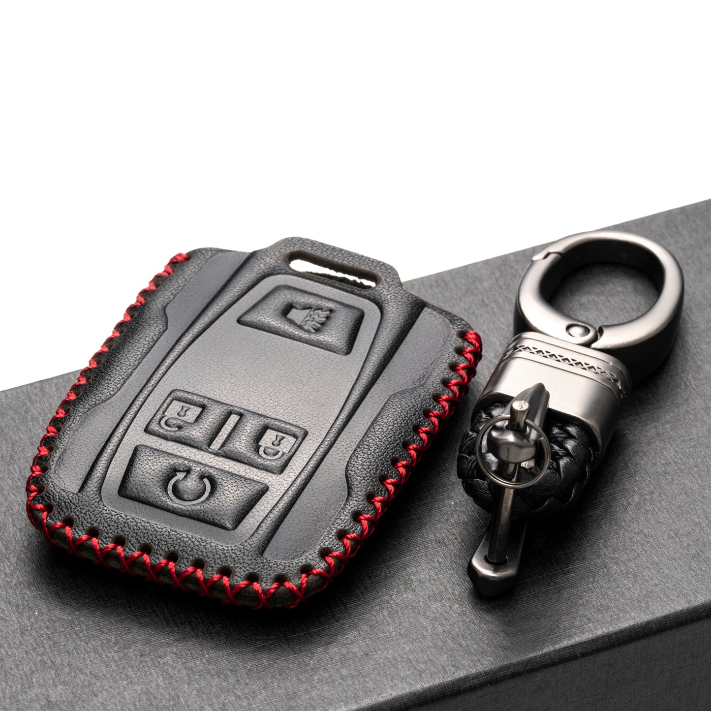 Vitodeco Leather Key Fob Case Compatible for 2019-2021 GMC Sierra, Canyon, Chevy Silverado 1500, Tahoe, Colorado, Suburban, 4-Button