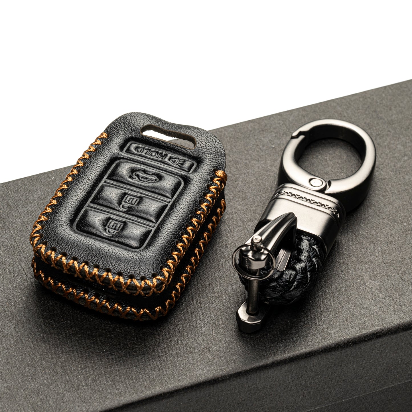 Vitodeco Leather Key Fob Case Compatible for 2013-2017 Honda Civic, Accord, CR-V, 4-Button