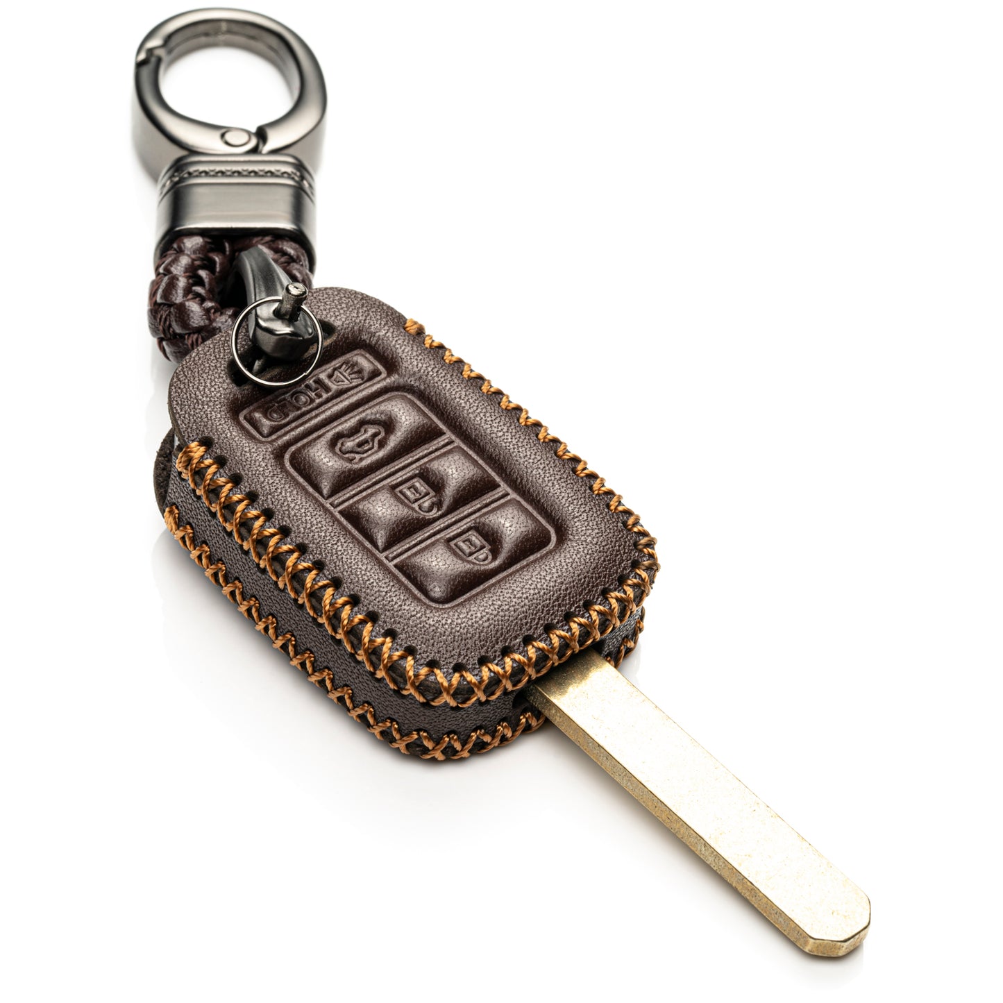 Vitodeco Leather Key Fob Case Compatible for 2013-2017 Honda Civic, Accord, CR-V, 4-Button