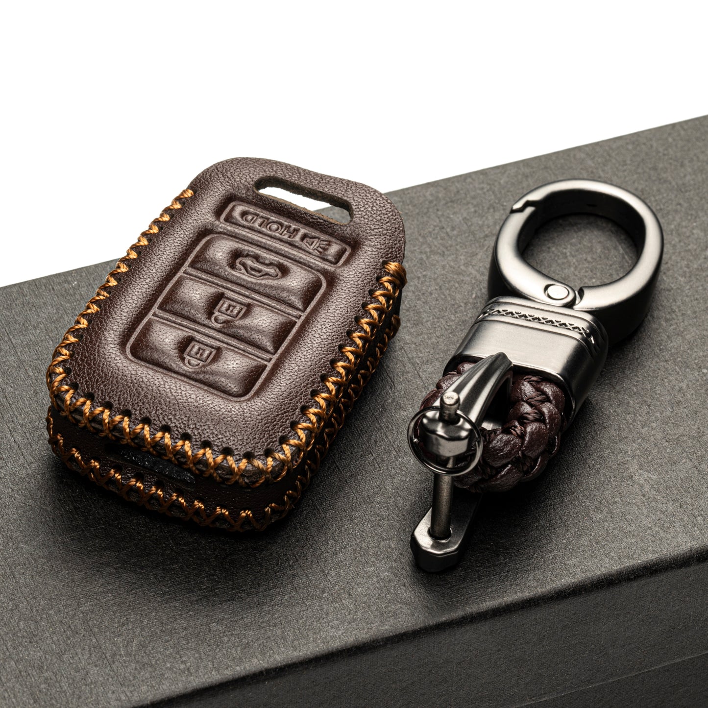 Vitodeco Leather Key Fob Case Compatible for 2013-2017 Honda Civic, Accord, CR-V, 4-Button