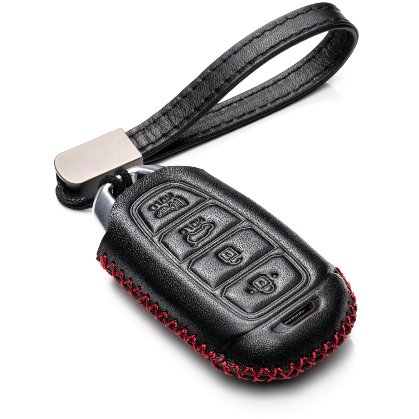 Vitodeco Leather Key Fob Case Compatible for 2017-2020 Hynundai Veloster, 2019-2020 Hyundai Santa FE, Hyundai Kona, 2020 Hyundai Accent, 4-Button