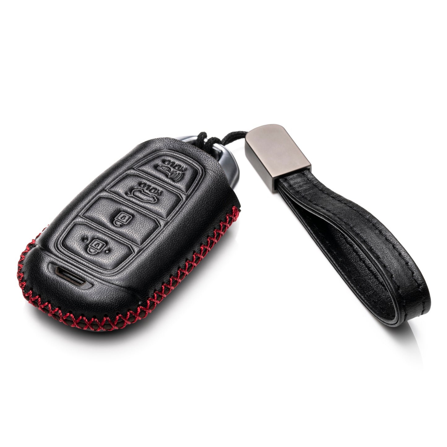 Vitodeco Leather Key Fob Case Compatible for 2017-2020 Hynundai Veloster, 2019-2020 Hyundai Santa FE, Hyundai Kona, 2020 Hyundai Accent, 4-Button