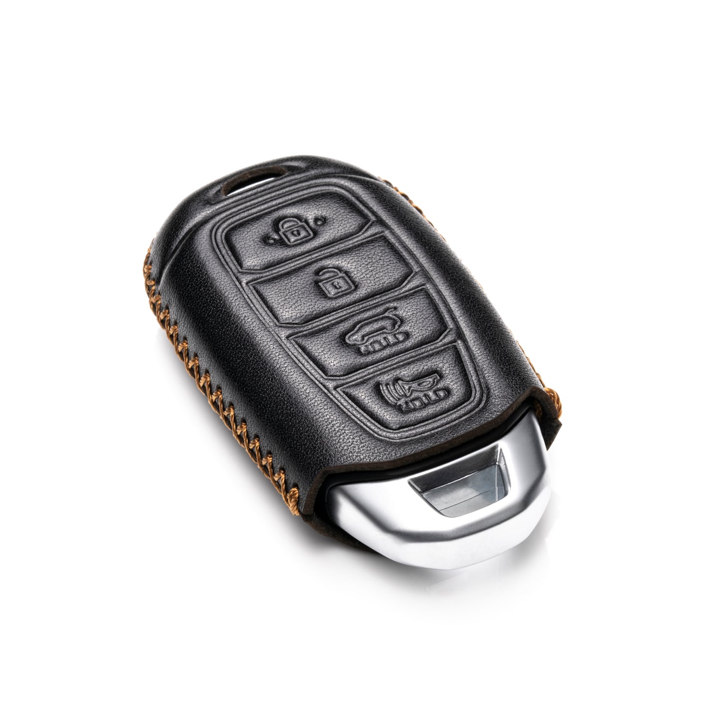 Vitodeco Leather Key Fob Case Compatible for 2017-2020 Hynundai Veloster, 2019-2020 Hyundai Santa FE, Hyundai Kona, 2020 Hyundai Accent, 4-Button