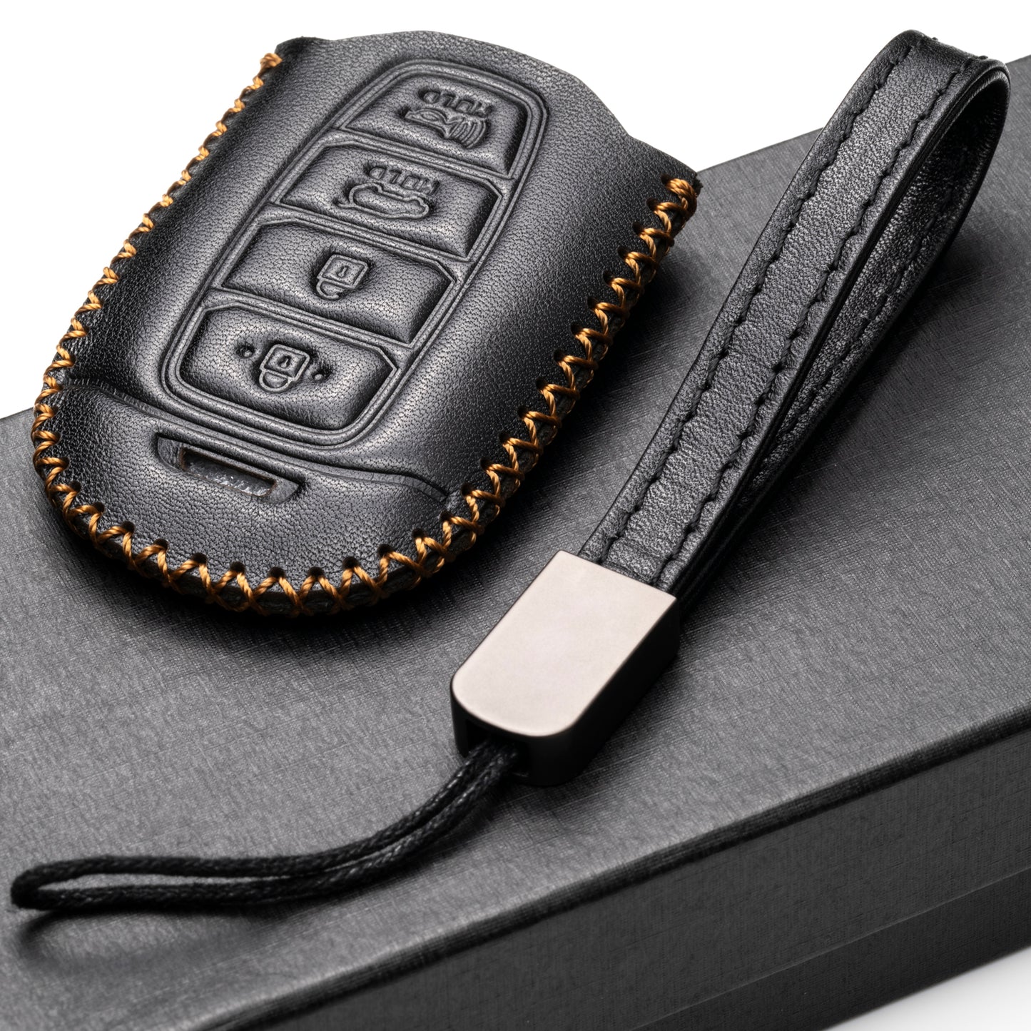 Vitodeco Leather Key Fob Case Compatible for 2017-2020 Hynundai Veloster, 2019-2020 Hyundai Santa FE, Hyundai Kona, 2020 Hyundai Accent, 4-Button
