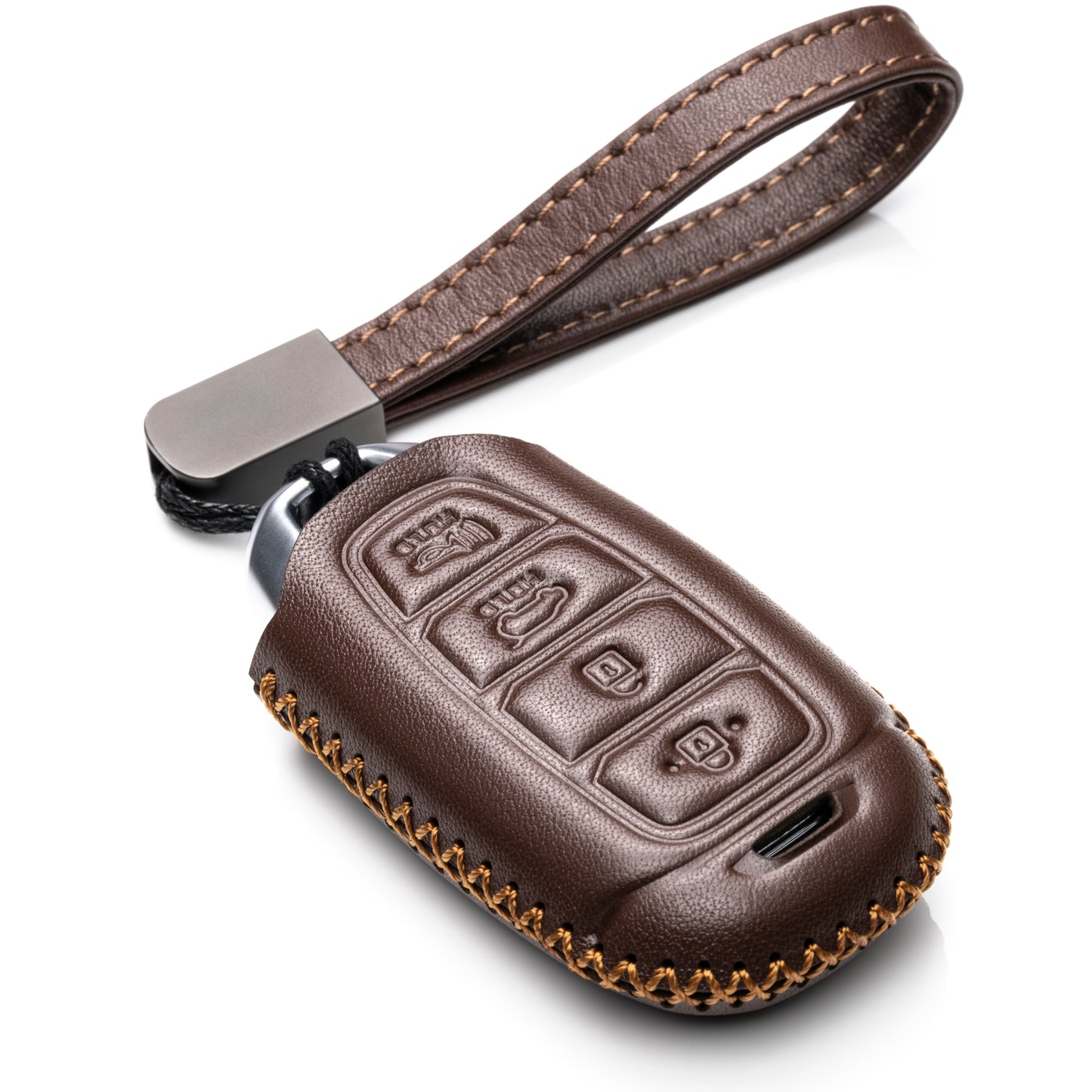 Vitodeco Leather Key Fob Case Compatible for 2017-2020 Hynundai Veloster, 2019-2020 Hyundai Santa FE, Hyundai Kona, 2020 Hyundai Accent, 4-Button