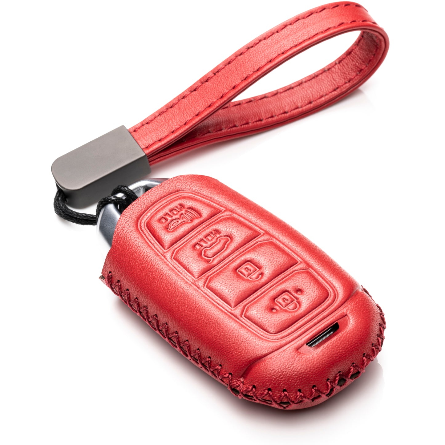 Vitodeco Leather Key Fob Case Compatible for 2017-2020 Hynundai Veloster, 2019-2020 Hyundai Santa FE, Hyundai Kona, 2020 Hyundai Accent, 4-Button