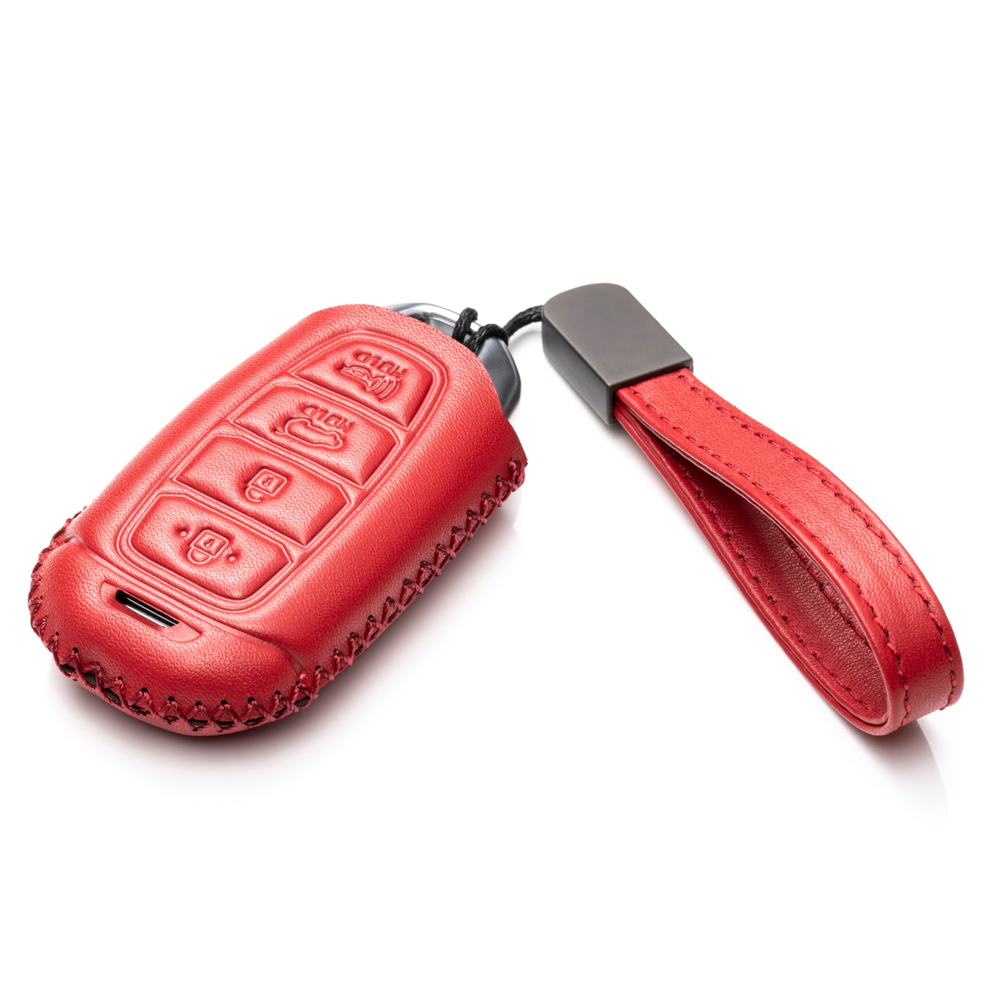 Vitodeco Leather Key Fob Case Compatible for 2017-2020 Hynundai Veloster, 2019-2020 Hyundai Santa FE, Hyundai Kona, 2020 Hyundai Accent, 4-Button