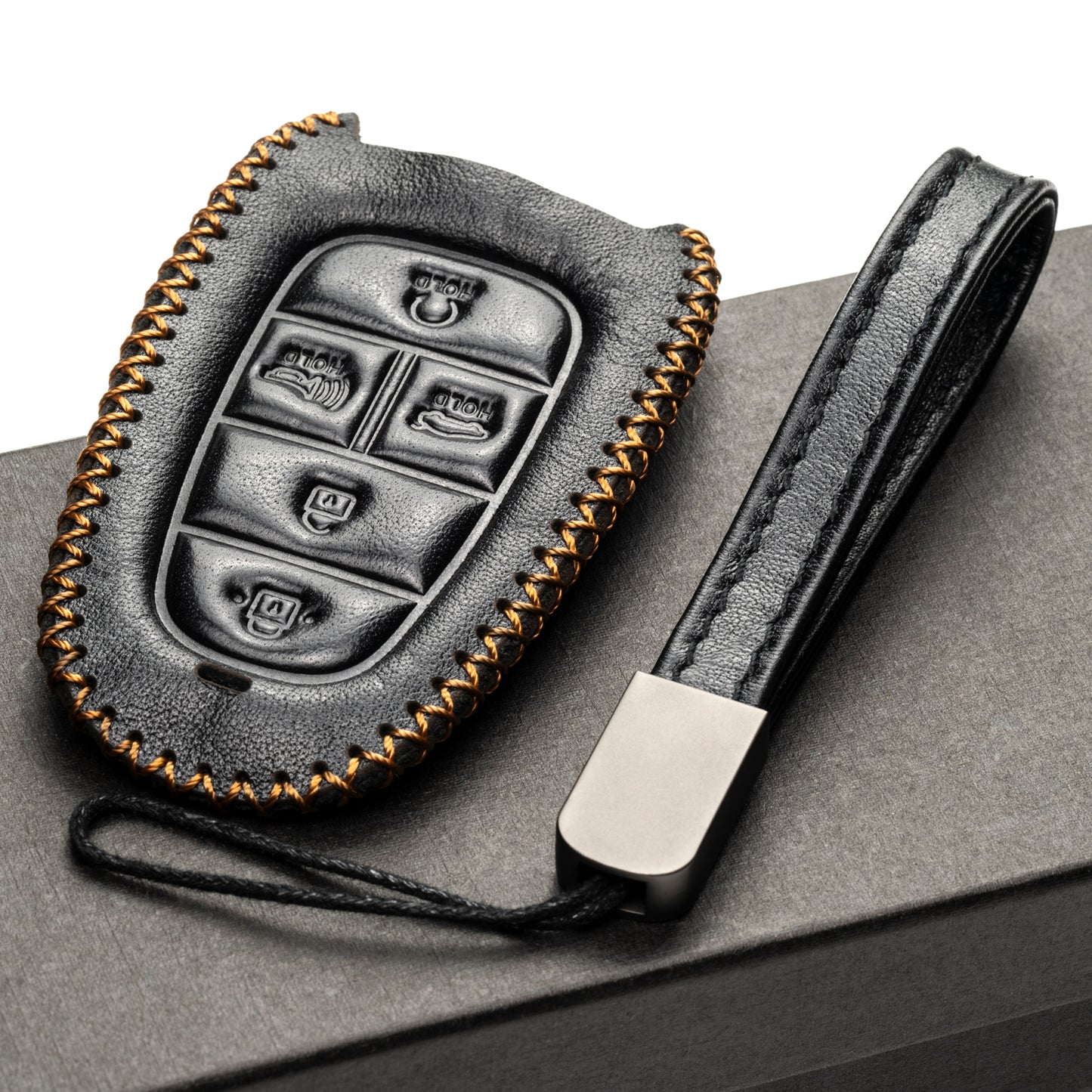Vitodeco Leather Smart Key Fob Case Compatible with Tucson, Santa FE 2021 - 2025, Sonata, Nexo 2019 - 2025, 5-Button