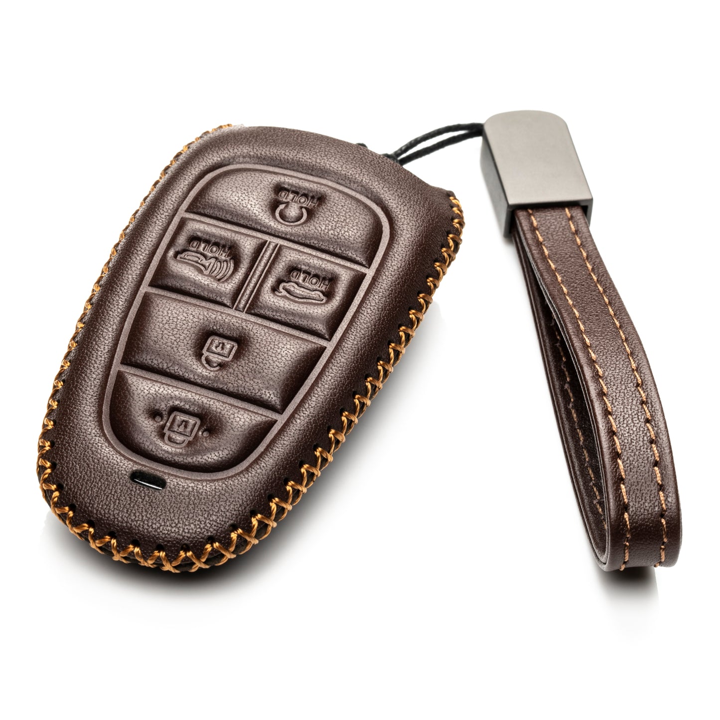 Vitodeco Leather Smart Key Fob Case Compatible with Tucson, Santa FE 2021 - 2025, Sonata, Nexo 2019 - 2025, 5-Button