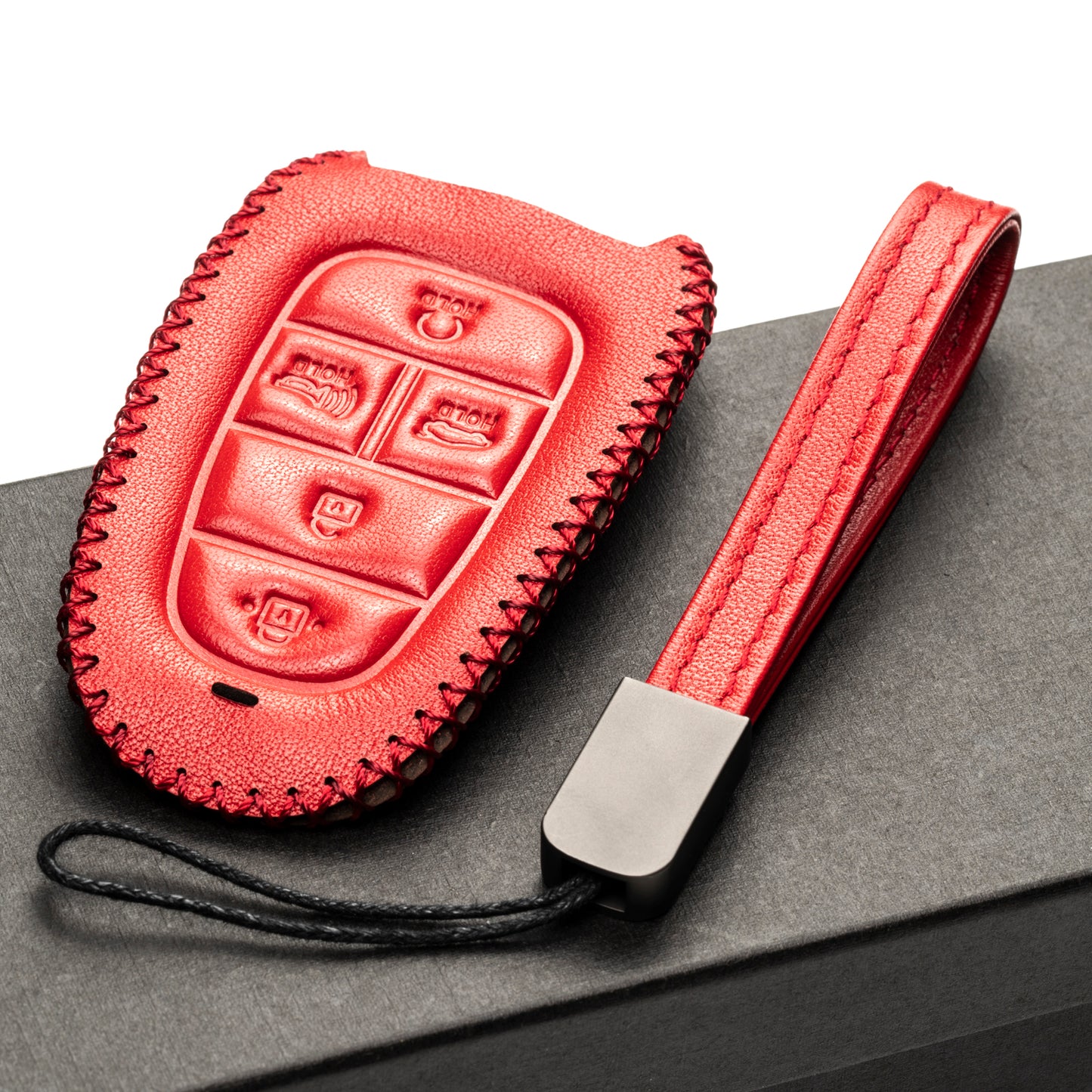 Vitodeco Leather Smart Key Fob Case Compatible with Tucson, Santa FE 2021 - 2025, Sonata, Nexo 2019 - 2025, 5-Button
