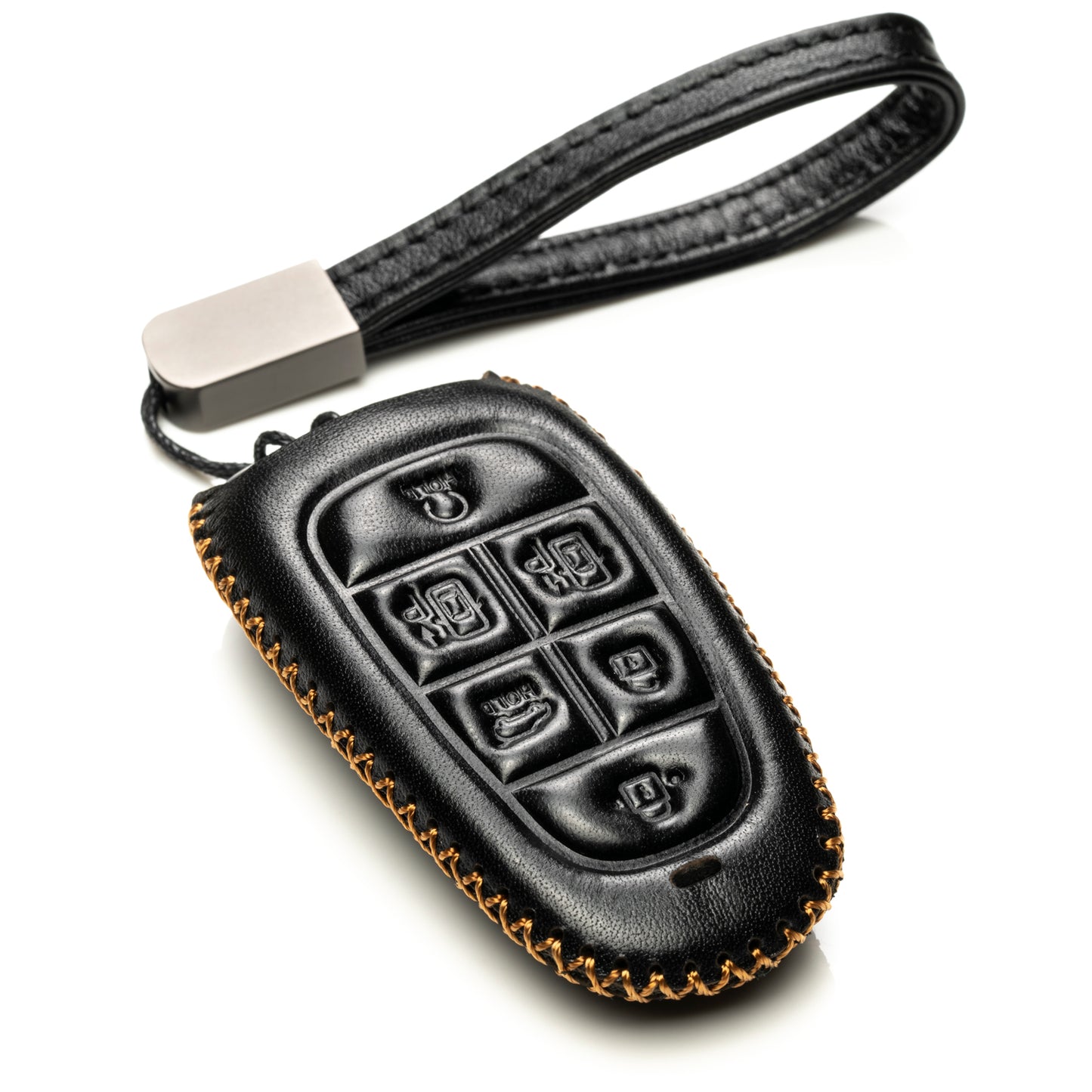 Vitodeco Leather Smart Key Fob Case Compatible with Tucson, Santa FE 2021 - 2025, Sonata, Nexo 2019 - 2024, 6-Button