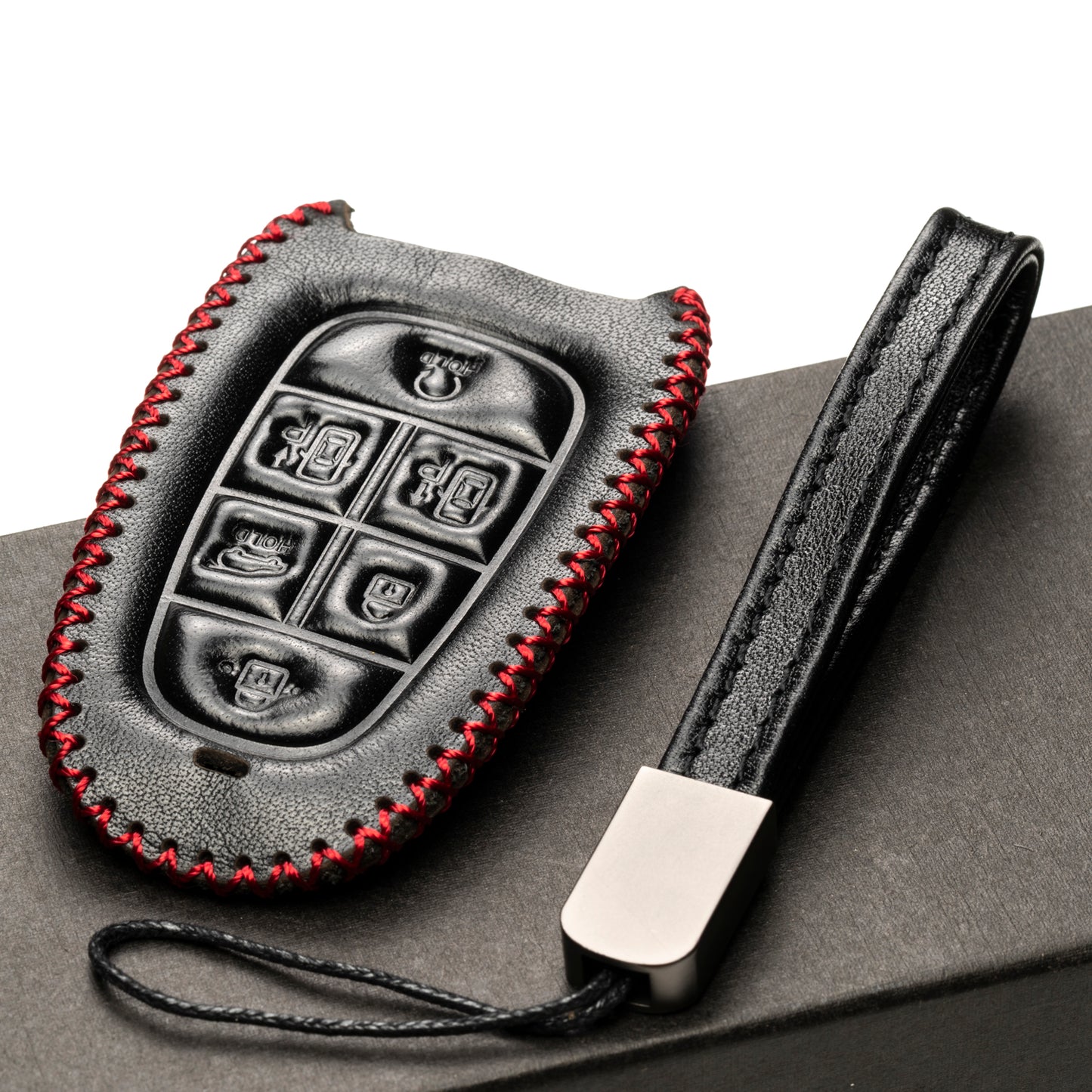Vitodeco Leather Smart Key Fob Case Compatible with Tucson, Santa FE 2021 - 2025, Sonata, Nexo 2019 - 2024, 6-Button