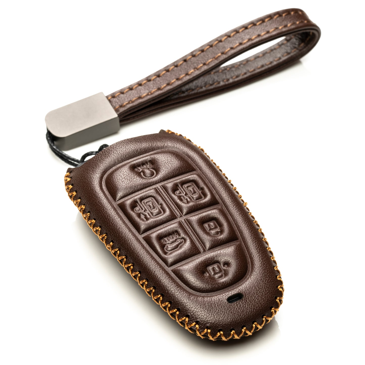 Vitodeco Leather Smart Key Fob Case Compatible with Tucson, Santa FE 2021 - 2025, Sonata, Nexo 2019 - 2024, 6-Button