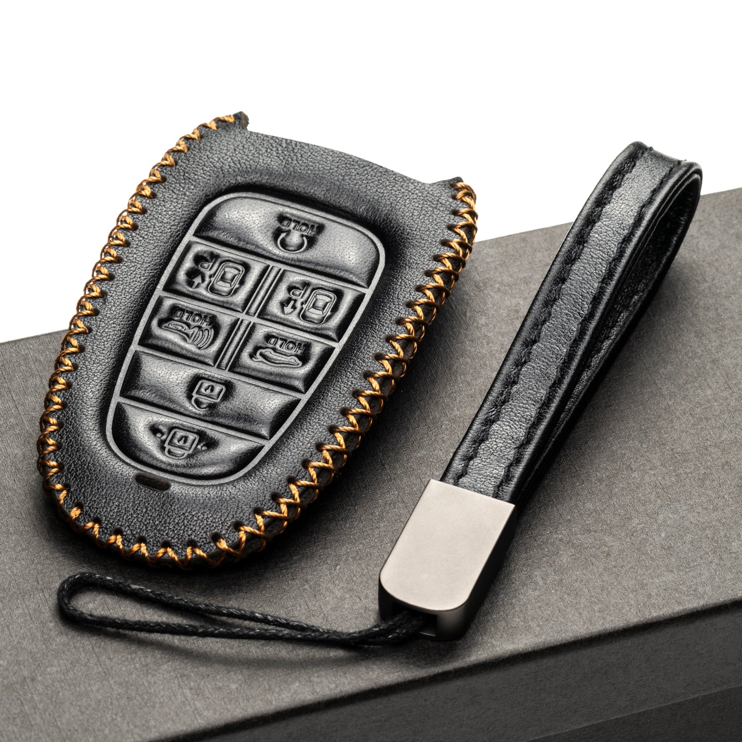 Vitodeco Leather Smart Key Fob Case Compatible with Tucson, Santa FE 2021 - 2025, Sonata, Nexo 2019 - 2025, 7-Button