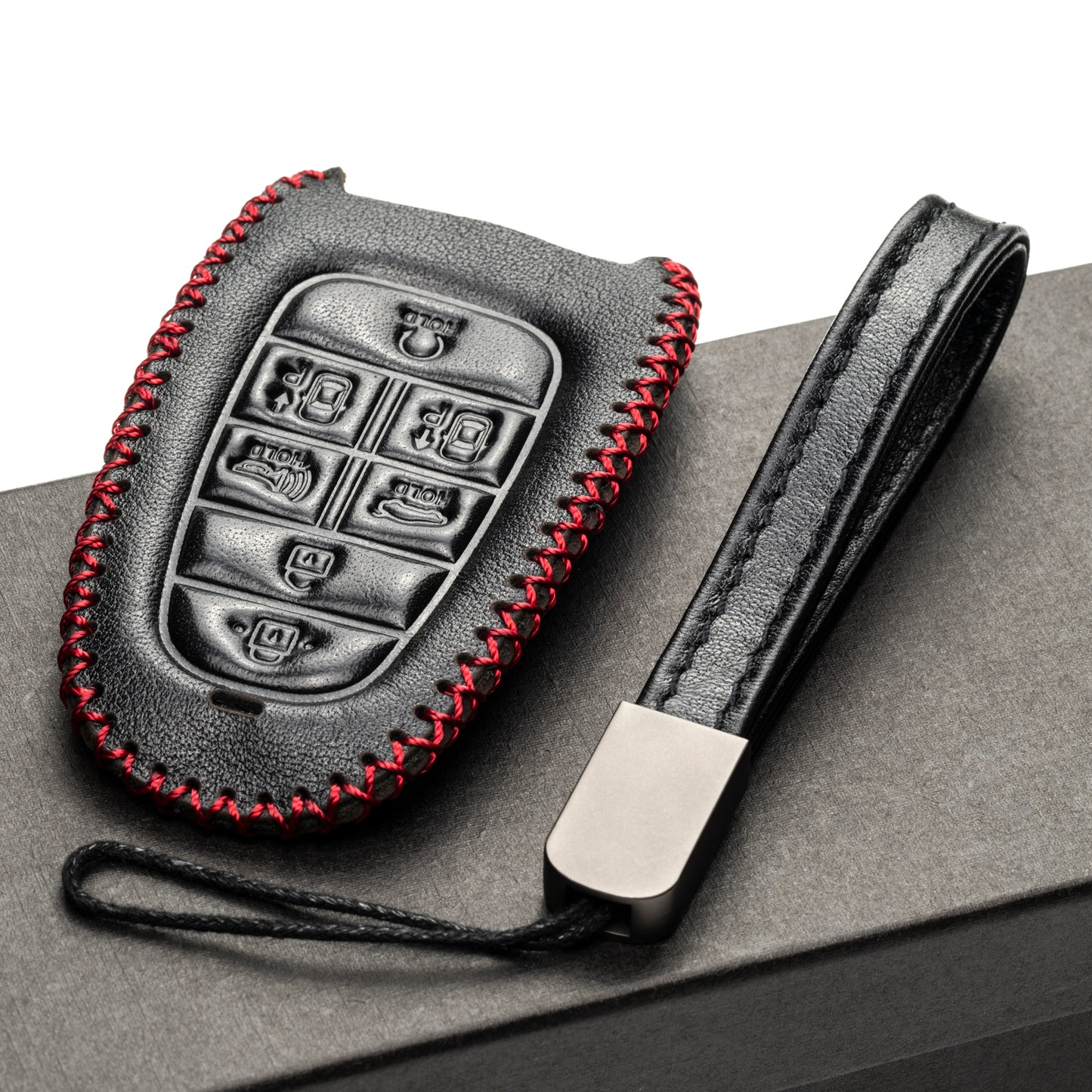 Vitodeco Leather Smart Key Fob Case Compatible with Tucson, Santa FE 2021 - 2025, Sonata, Nexo 2019 - 2025, 7-Button