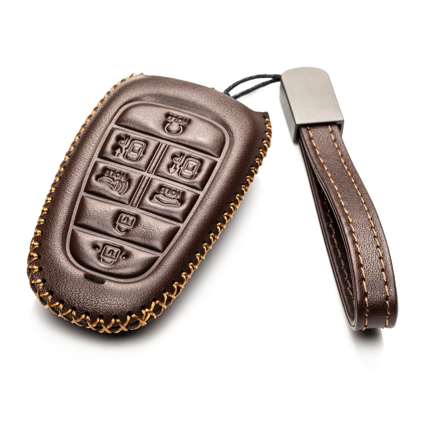 Vitodeco Leather Smart Key Fob Case Compatible with Tucson, Santa FE 2021 - 2025, Sonata, Nexo 2019 - 2025, 7-Button