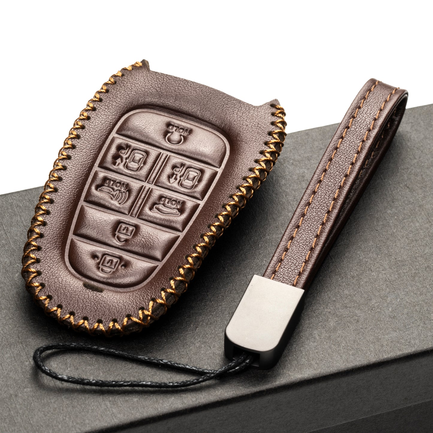 Vitodeco Leather Smart Key Fob Case Compatible with Tucson, Santa FE 2021 - 2025, Sonata, Nexo 2019 - 2025, 7-Button
