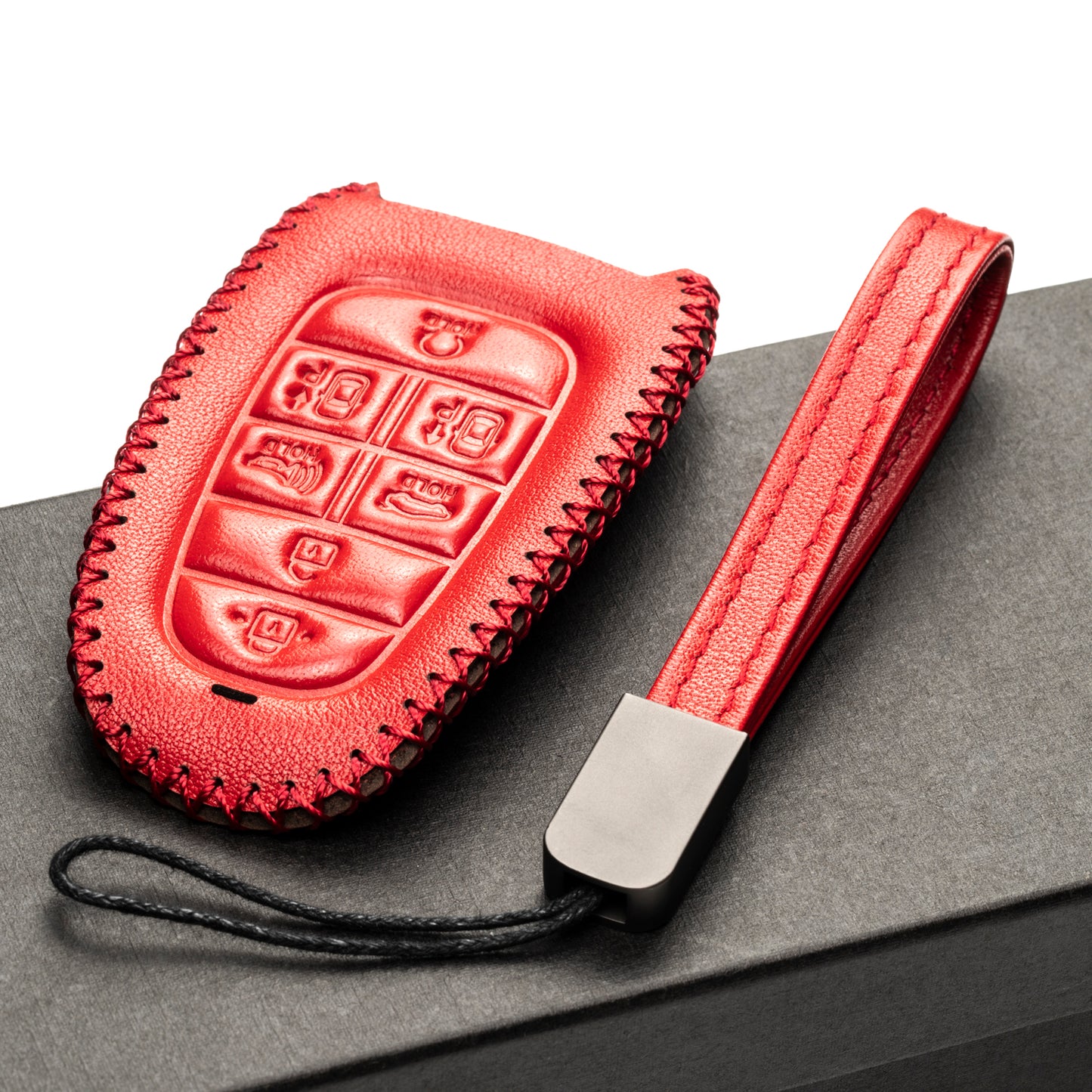 Vitodeco Leather Smart Key Fob Case Compatible with Tucson, Santa FE 2021 - 2025, Sonata, Nexo 2019 - 2025, 7-Button