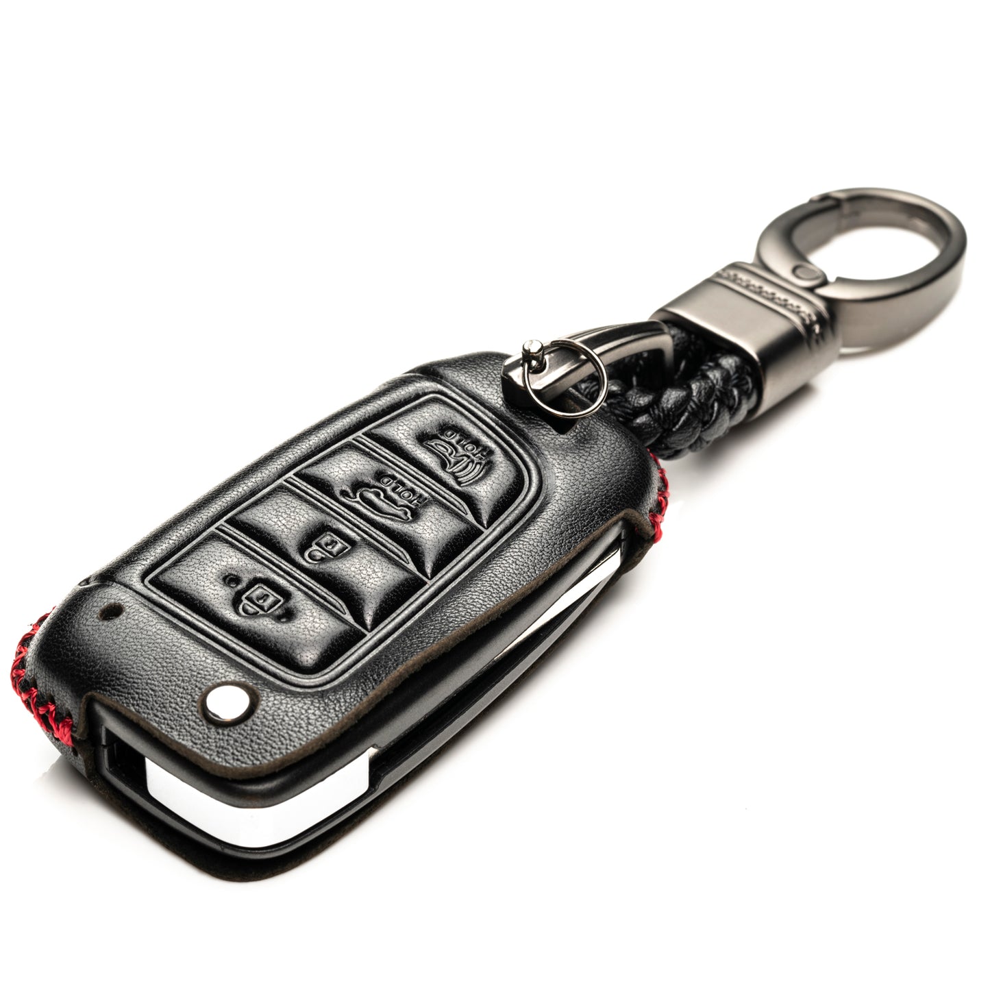 Vitodeco Leather Key Fob Case Compatible for Hyundai Accent, Kona, Santa Fe, Tucson, Venue, Sonata, Veloster 2018-2022, 4-Button