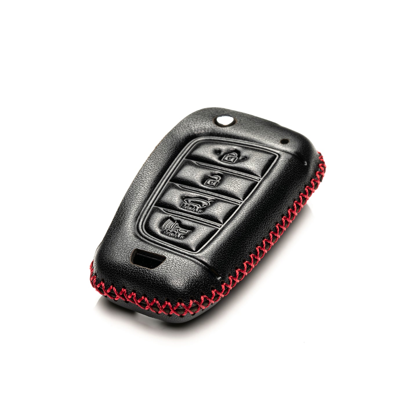 Vitodeco Leather Key Fob Case Compatible for Hyundai Accent, Kona, Santa Fe, Tucson, Venue, Sonata, Veloster 2018-2022, 4-Button