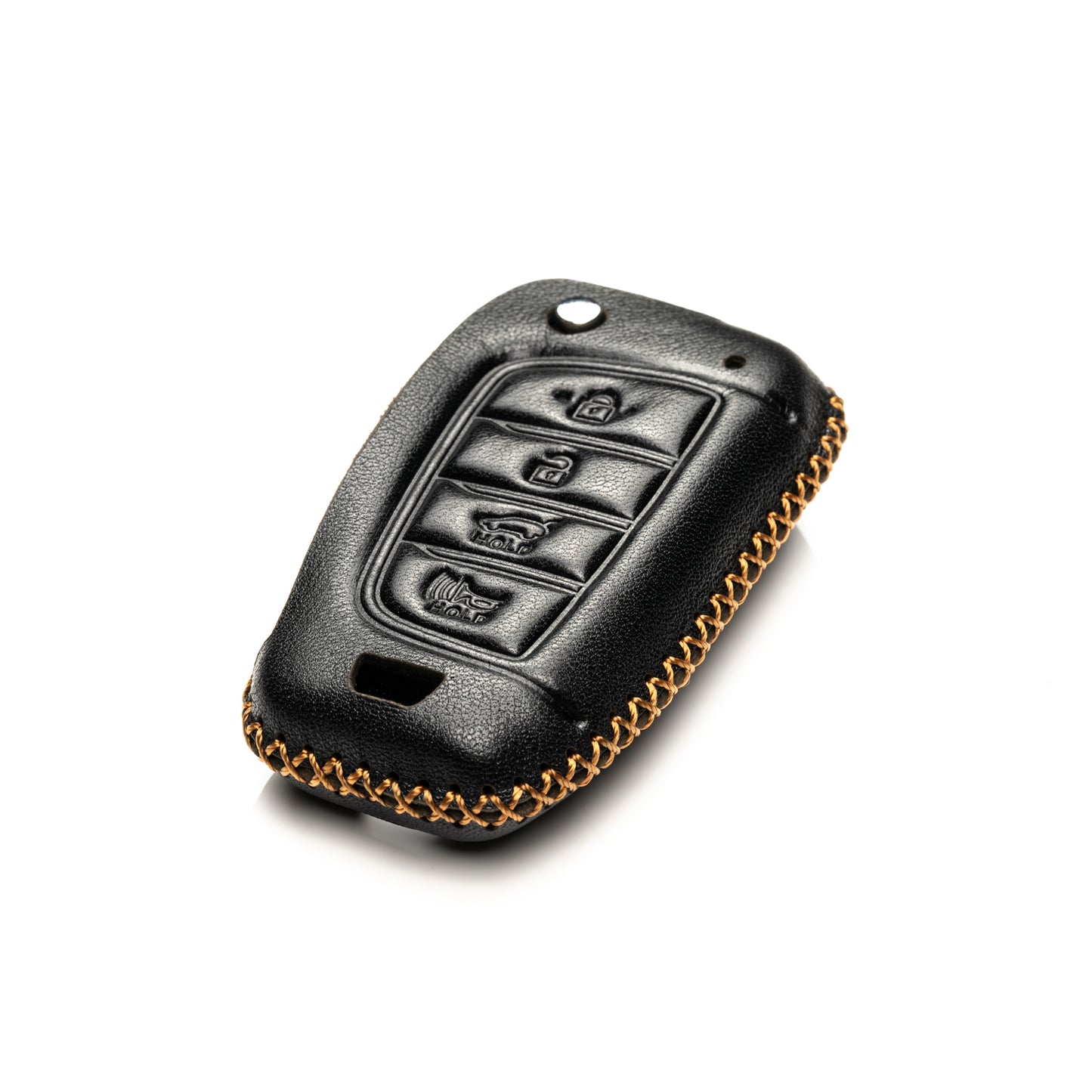 Vitodeco Leather Key Fob Case Compatible for Hyundai Accent, Kona, Santa Fe, Tucson, Venue, Sonata, Veloster 2018-2022, 4-Button
