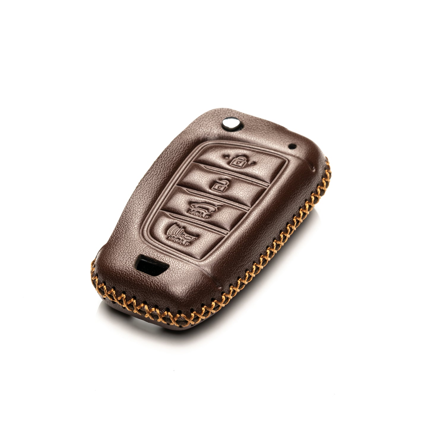 Vitodeco Leather Key Fob Case Compatible for Hyundai Accent, Kona, Santa Fe, Tucson, Venue, Sonata, Veloster 2018-2022, 4-Button