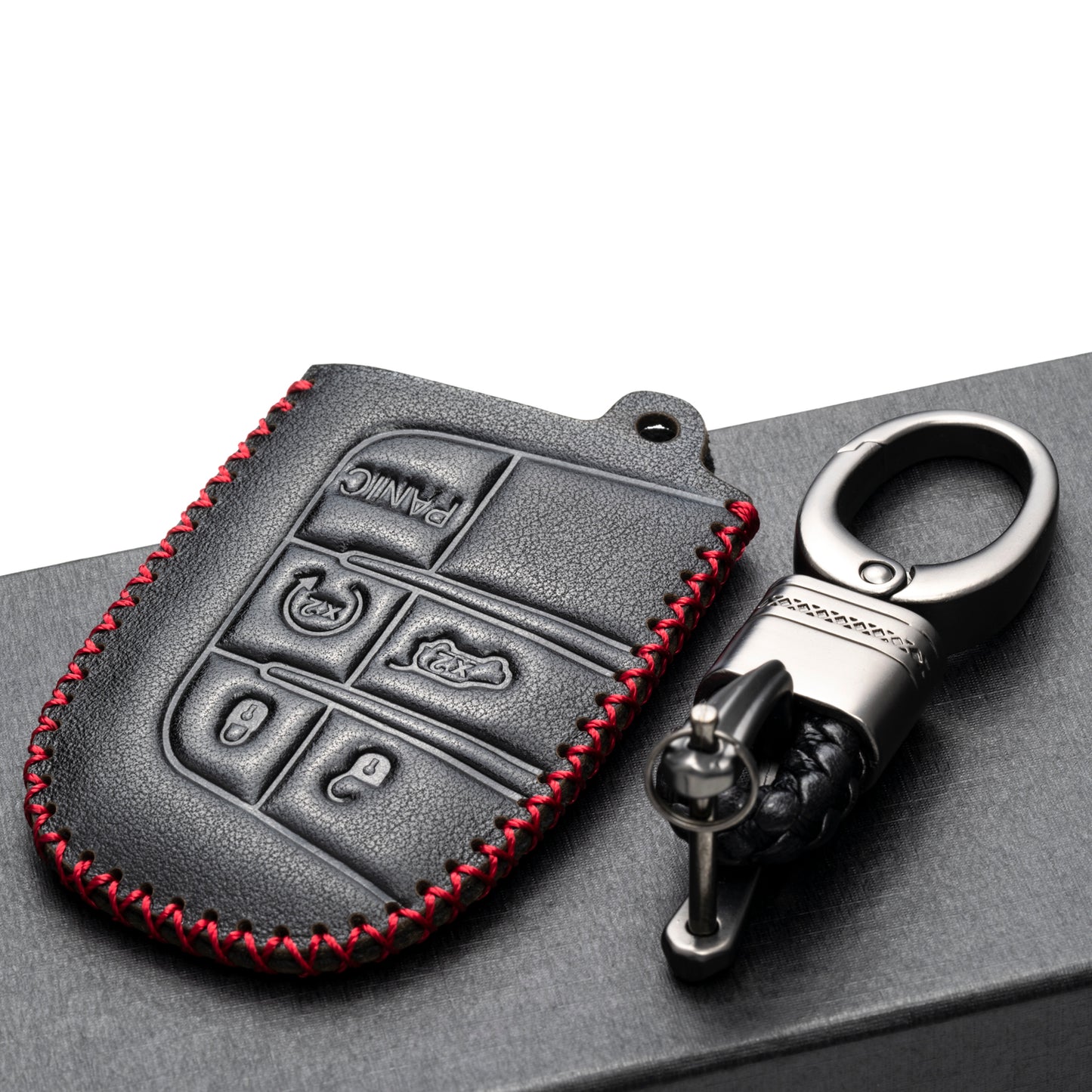 Vitodeco Leather Key Fob Case Compatible for JEEP, Dodge, Chrysler, 3 to 5-Button