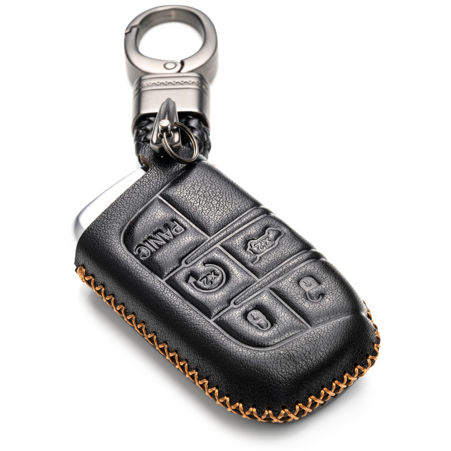 Vitodeco Leather Key Fob Case Compatible for JEEP, Dodge, Chrysler, 3 to 5-Button