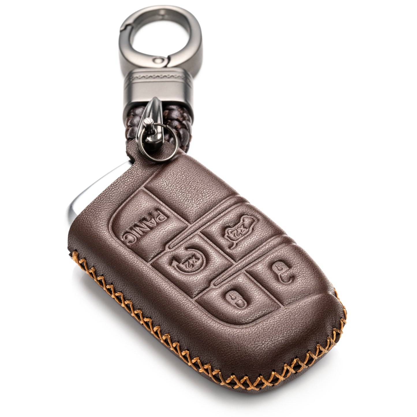 Vitodeco Leather Key Fob Case Compatible for JEEP, Dodge, Chrysler, 3 to 5-Button