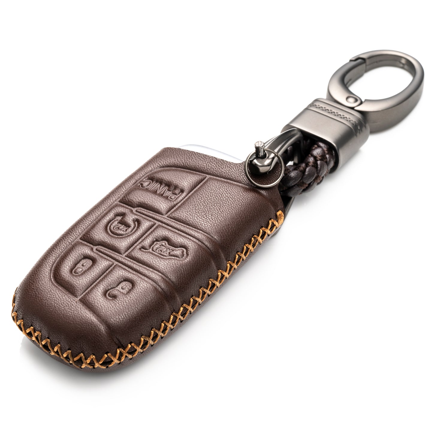 Vitodeco Leather Key Fob Case Compatible for JEEP, Dodge, Chrysler, 3 to 5-Button